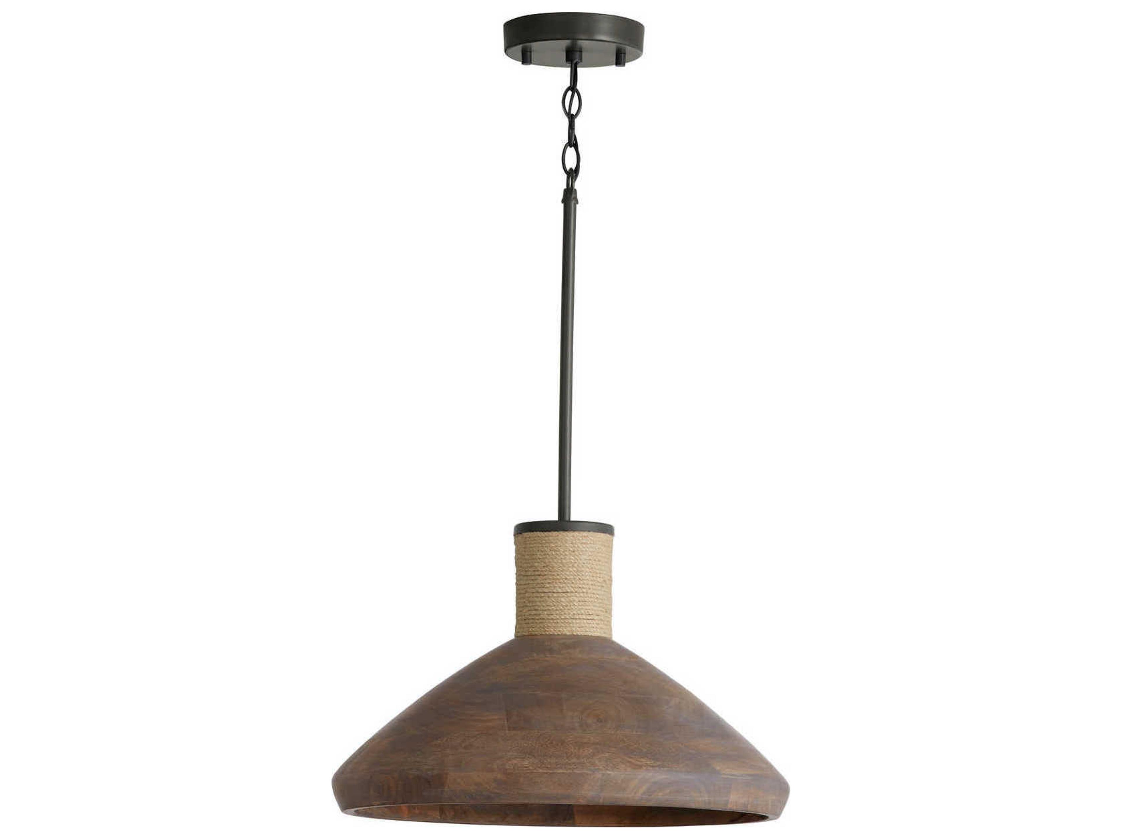 Jacob 1-Light Grey Wash And Iron Silk Bell Pendant