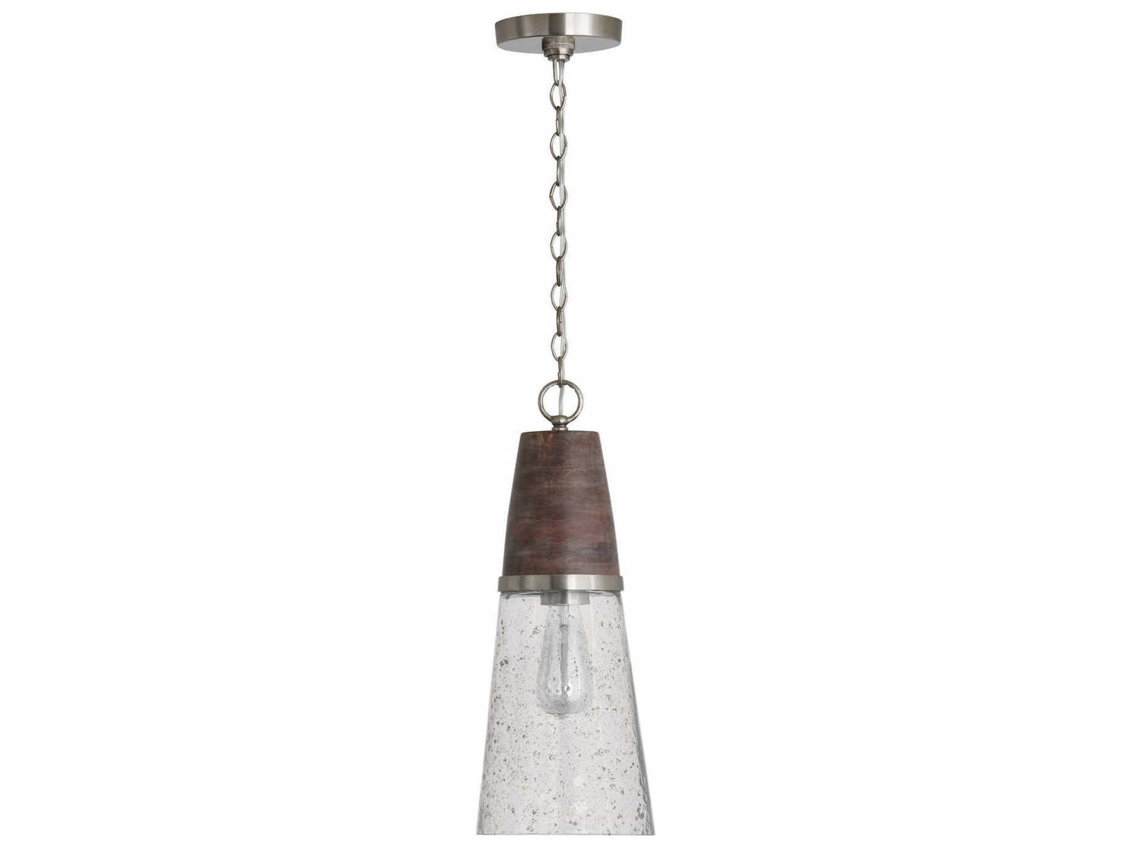 Connor 1-Light Black Wash And Matte Nickel Glass Mini Pendant