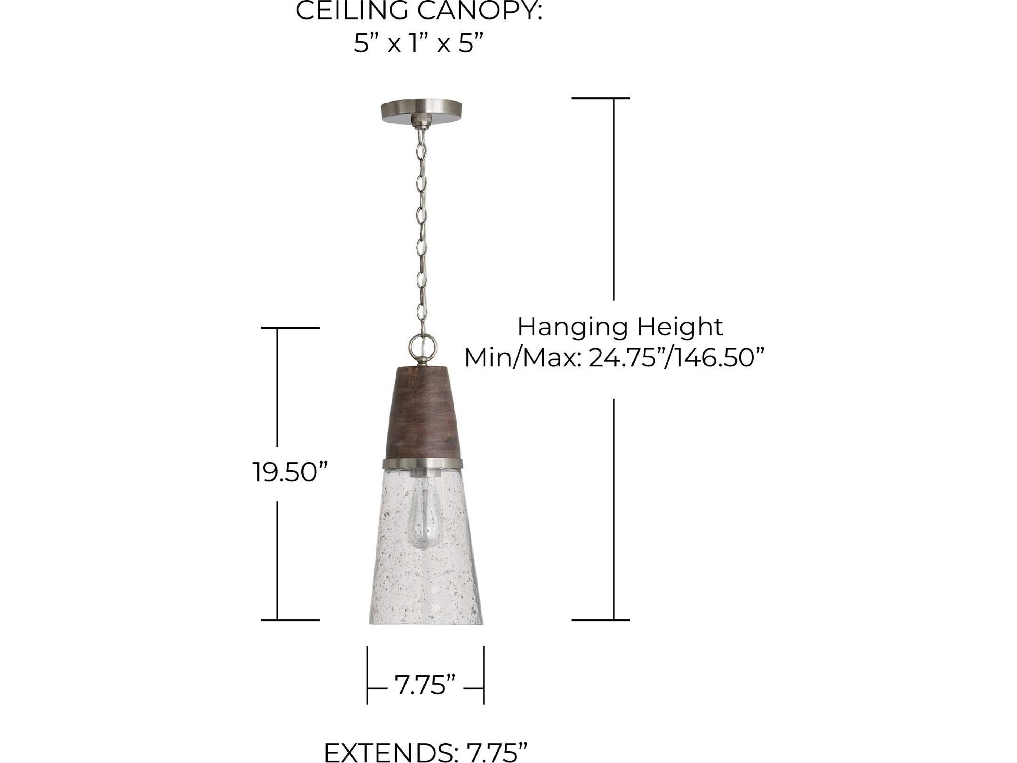 Capital Lighting Connor 1-Light Black Wash And Matte Nickel Glass Mini Pendant
