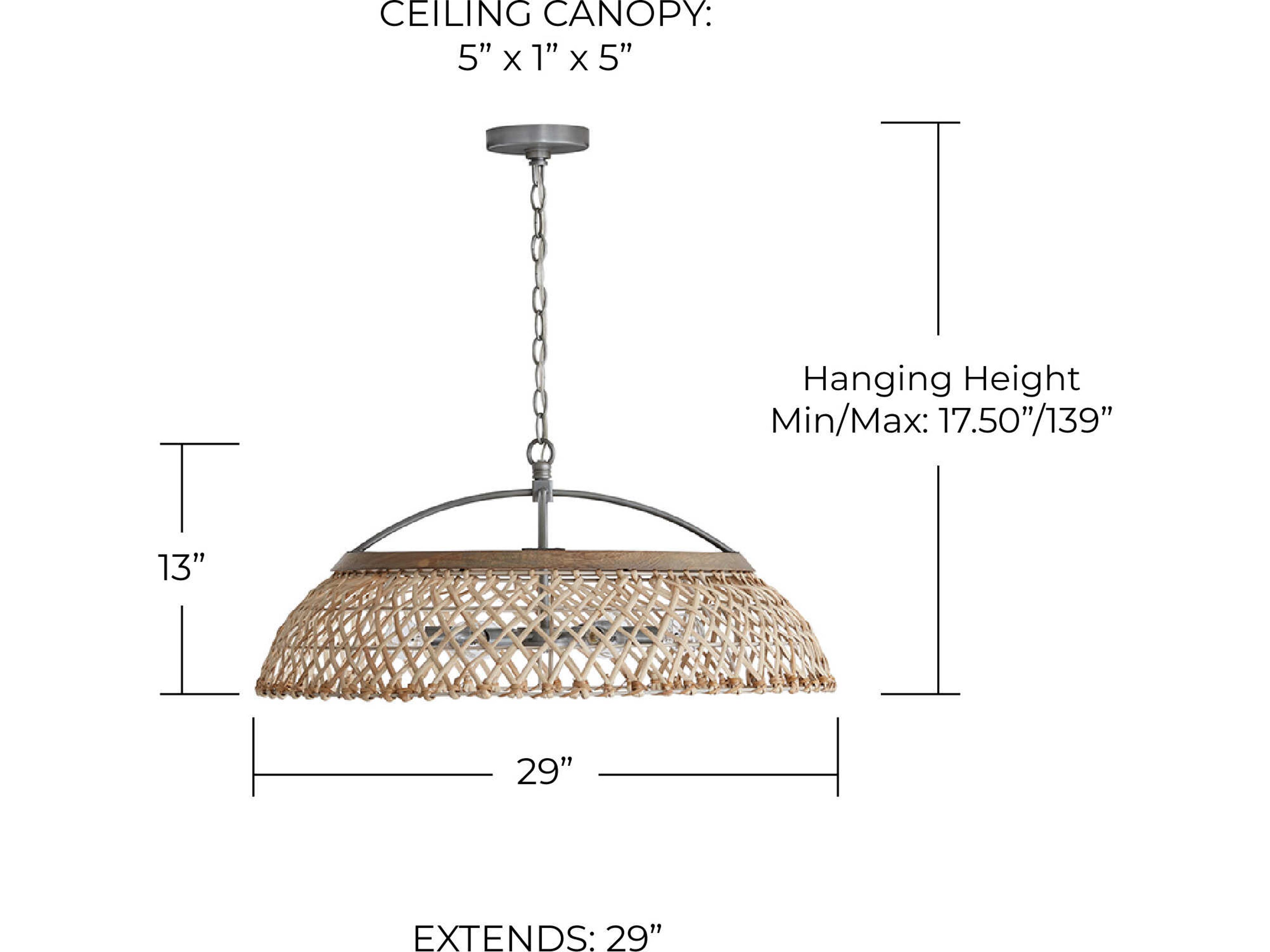 Capital Lighting 6-Light Grey Wash And Antique Nickel Dome Pendant