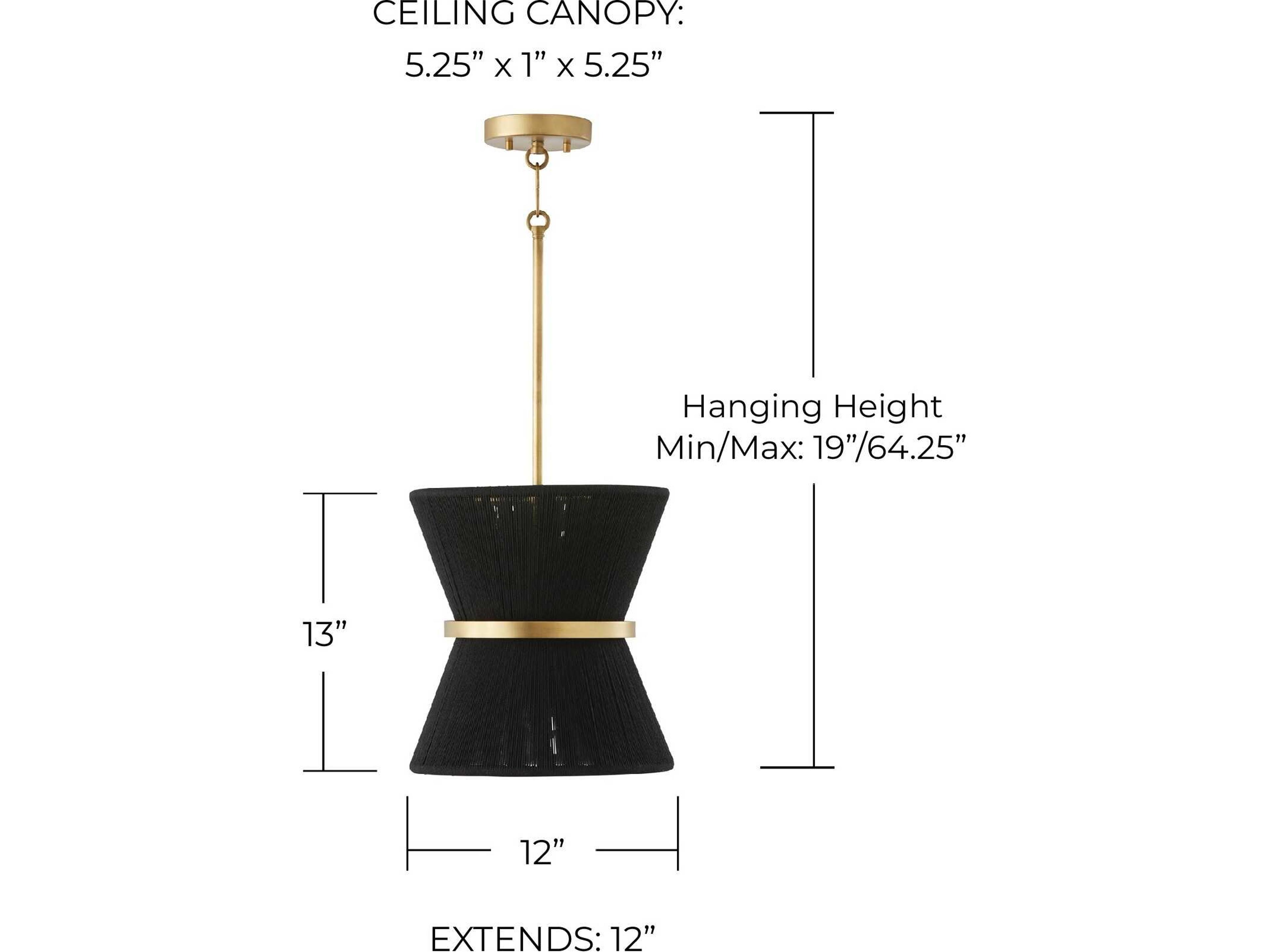 Capital Lighting Cecilia 1-Light Black Rope Patinaed Brass Mini Pendant