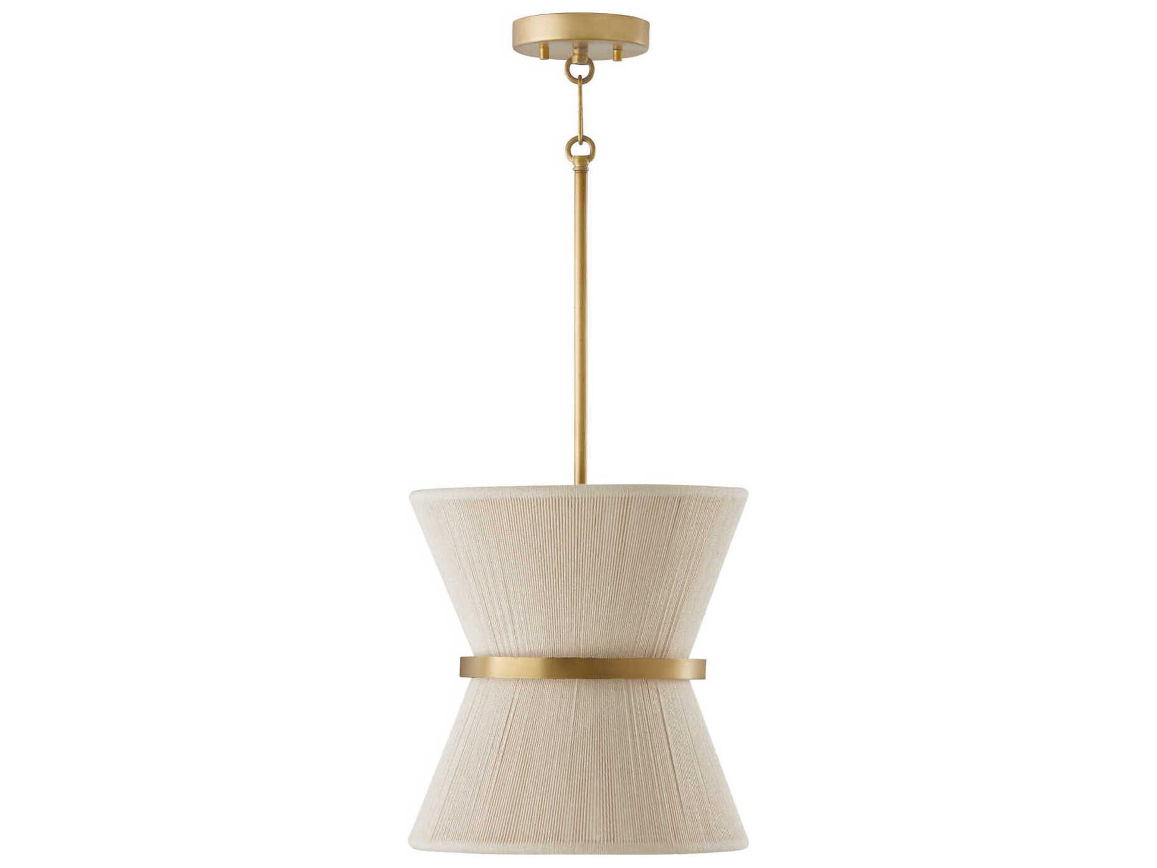 Cecilia 1-Light Bleached Natural Rope Patinaed Brass White Mini Pendant