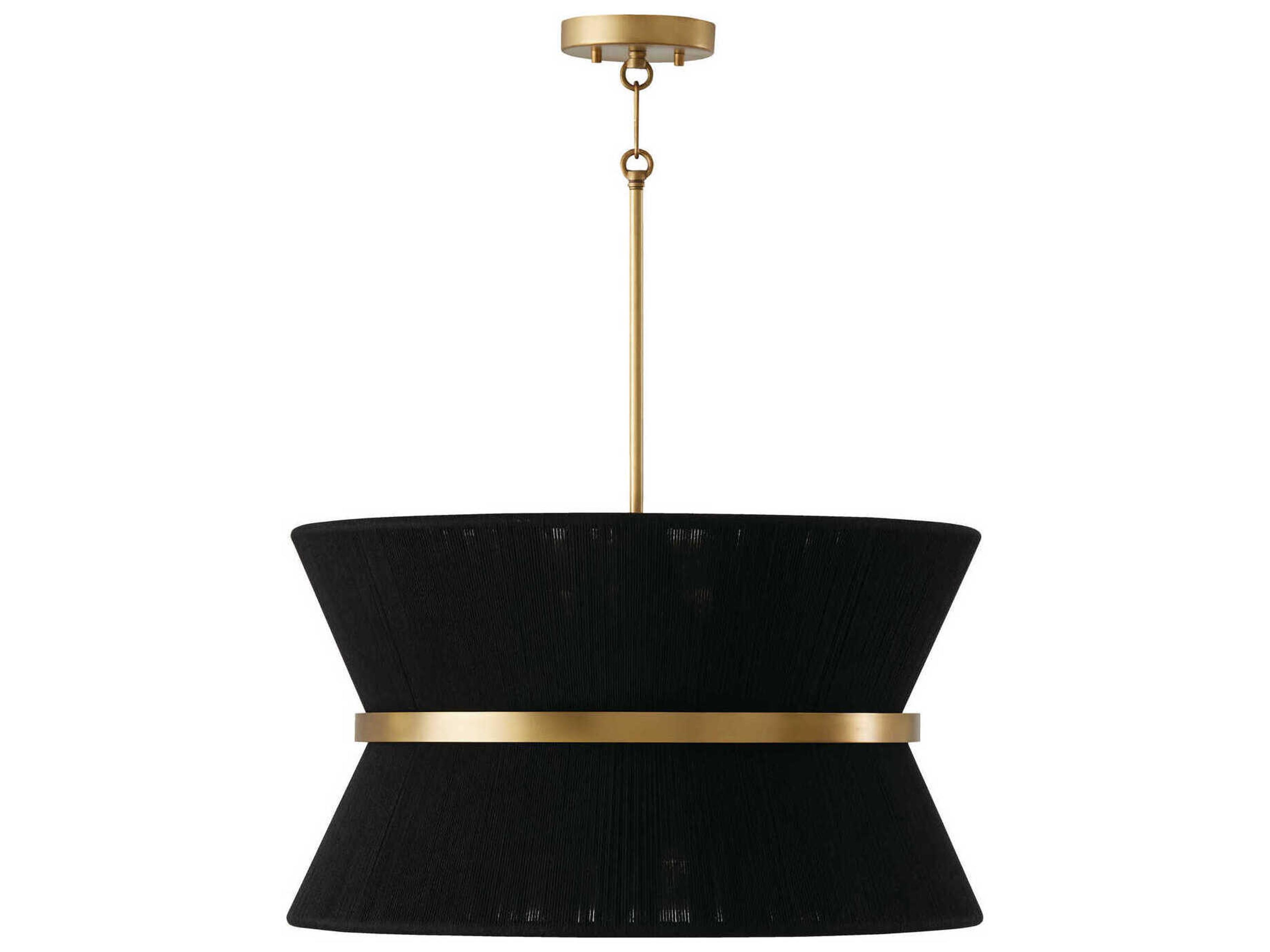 Cecilia 8-Light Black Rope Patinaed Brass Drum Pendant