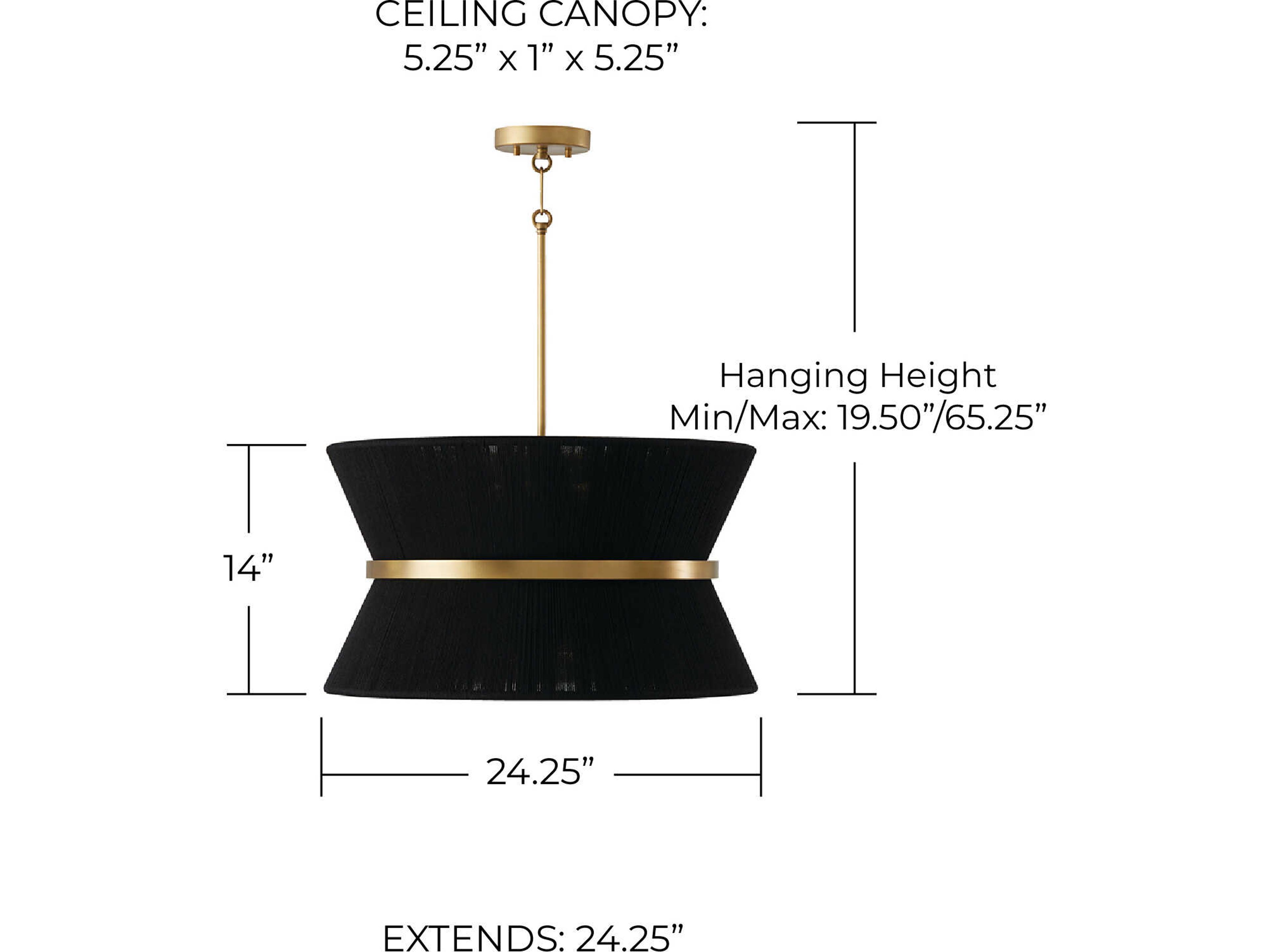 Capital Lighting Cecilia 8-Light Black Rope Patinaed Brass Drum Pendant