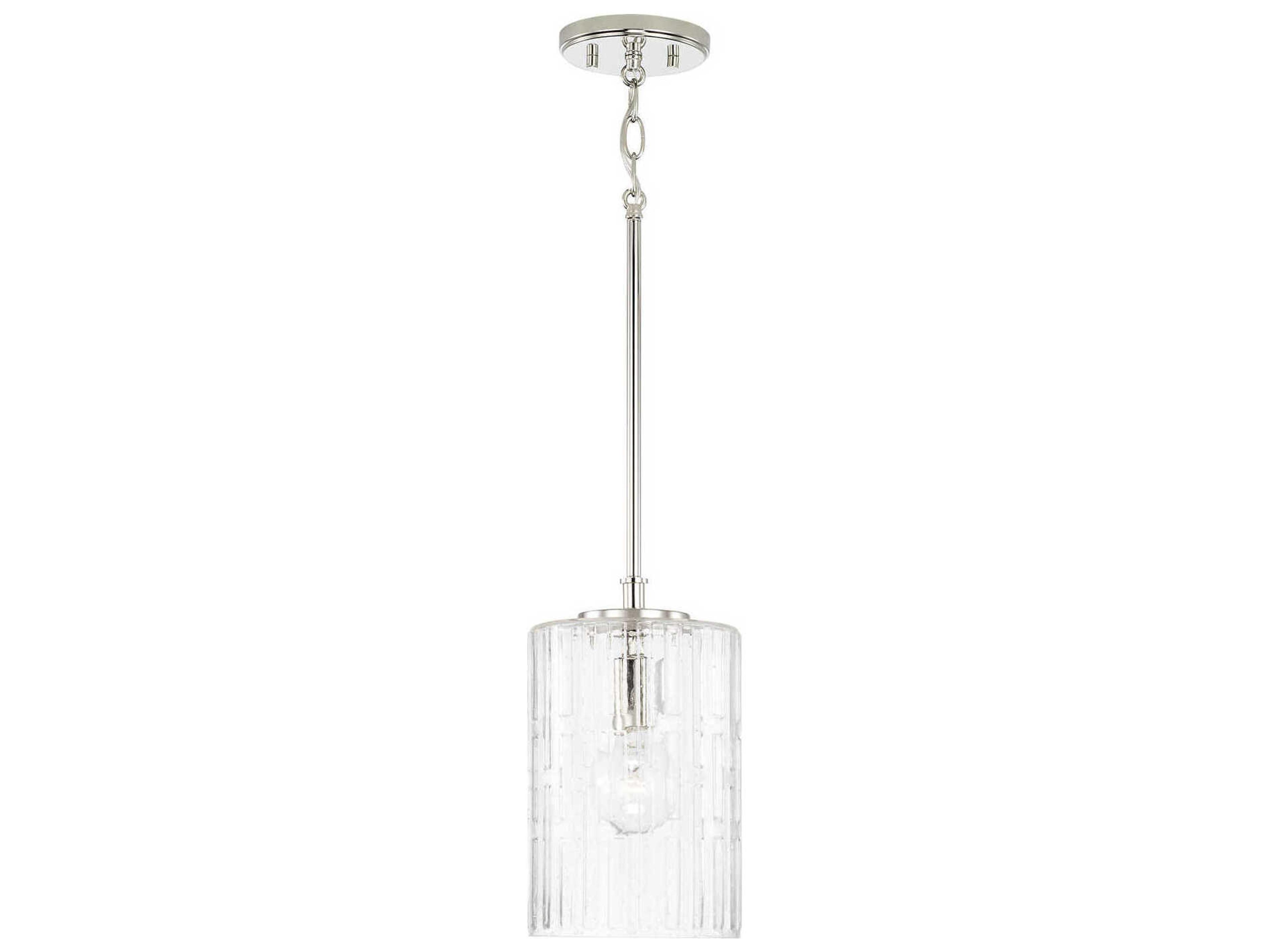 Emerson 1-Light Polished Nickel Glass Cylinder Mini Pendant