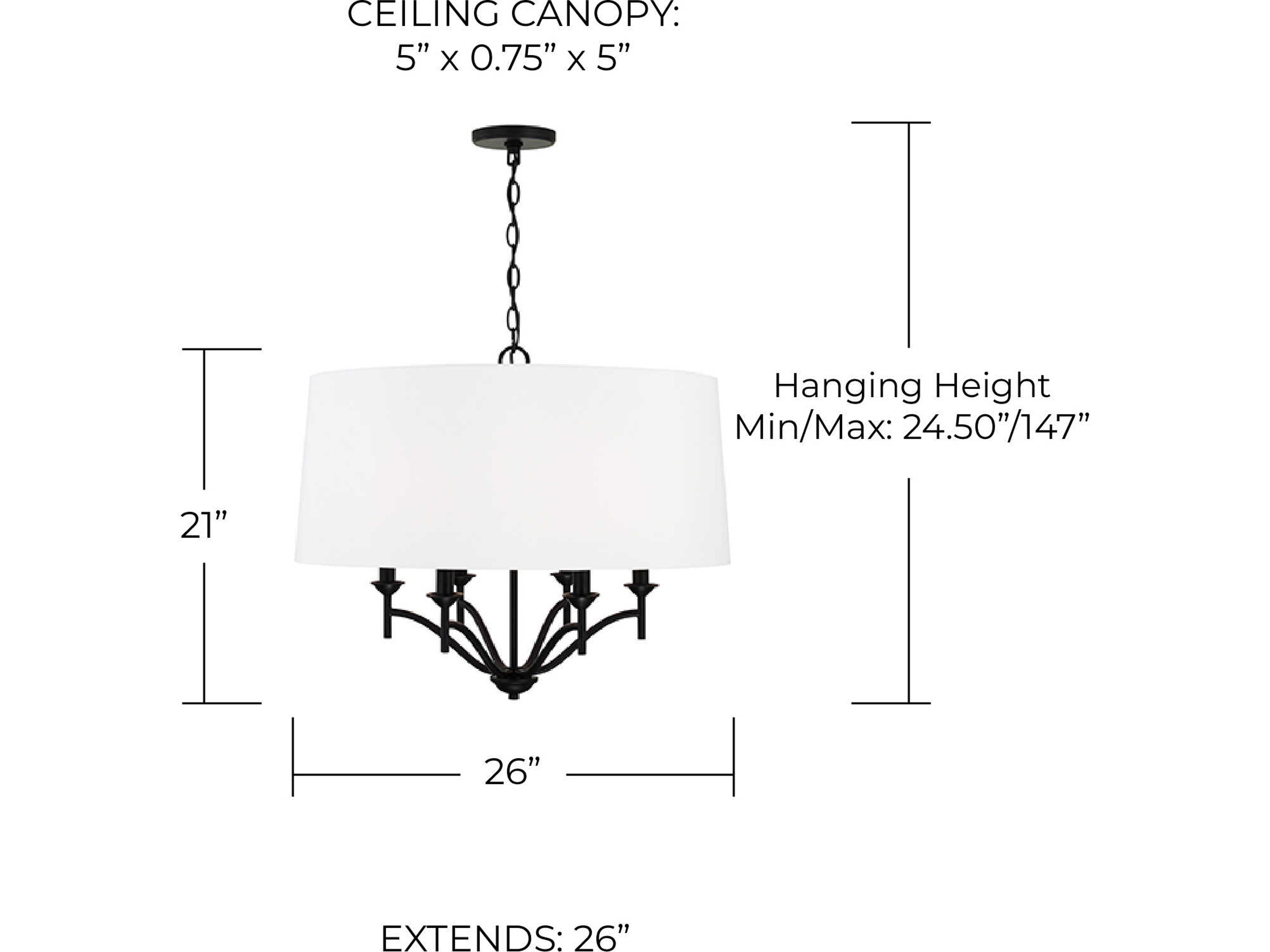 Capital Lighting Peyton 6-Light Matte Black Drum Pendant