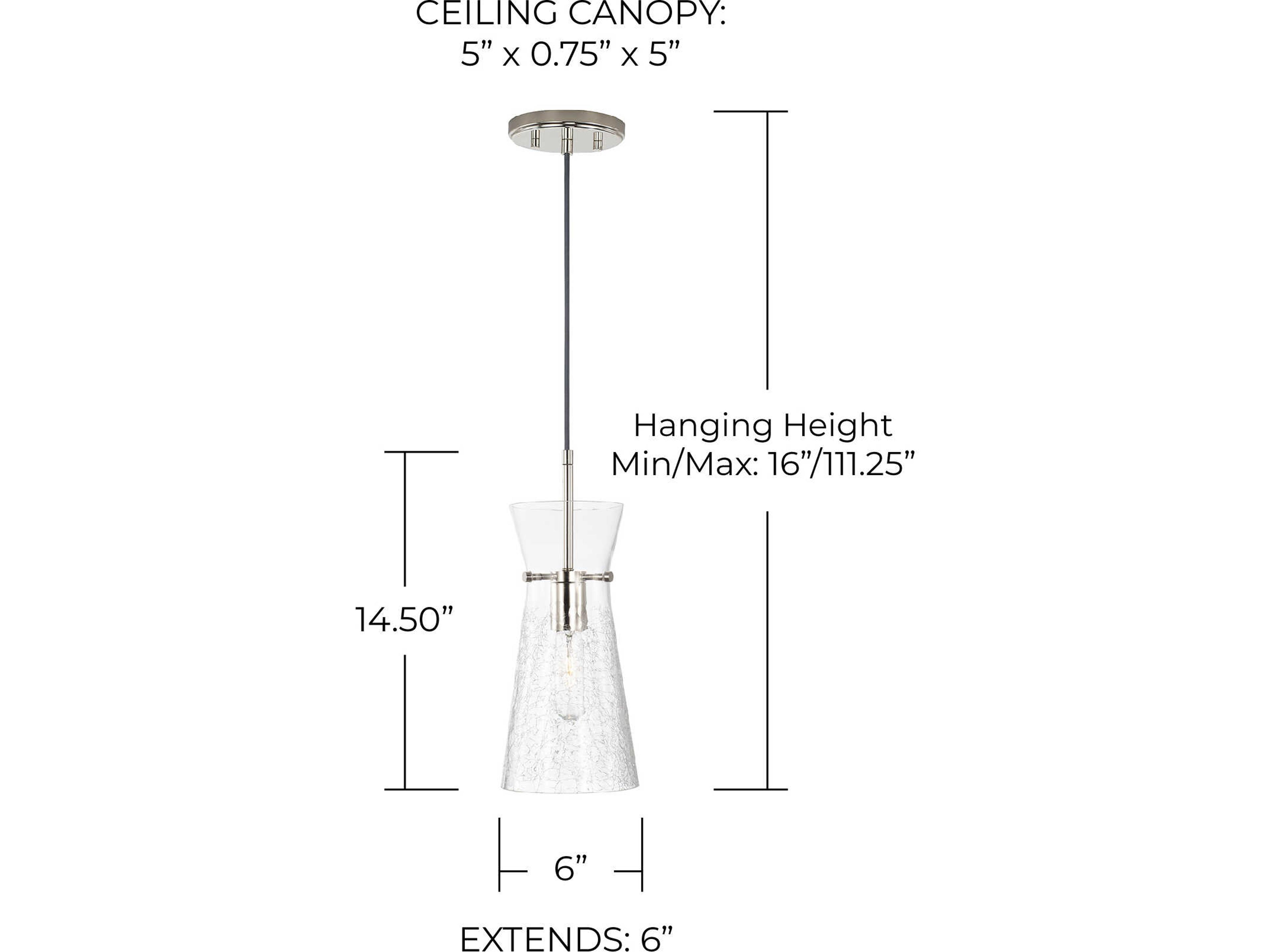 Capital Lighting Mila 1-Light Polished Nickel Glass Empire Mini Pendant