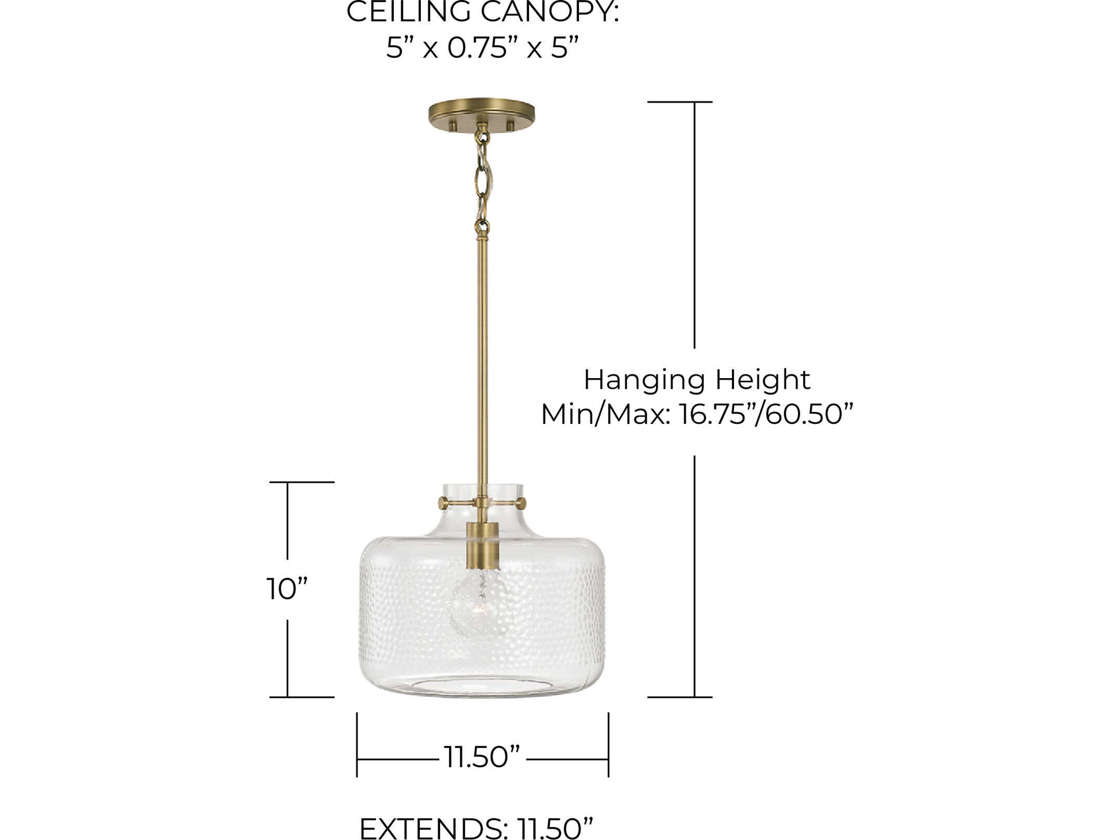Capital Lighting Brighton 1-Light Aged Brass Glass Drum Mini Pendant