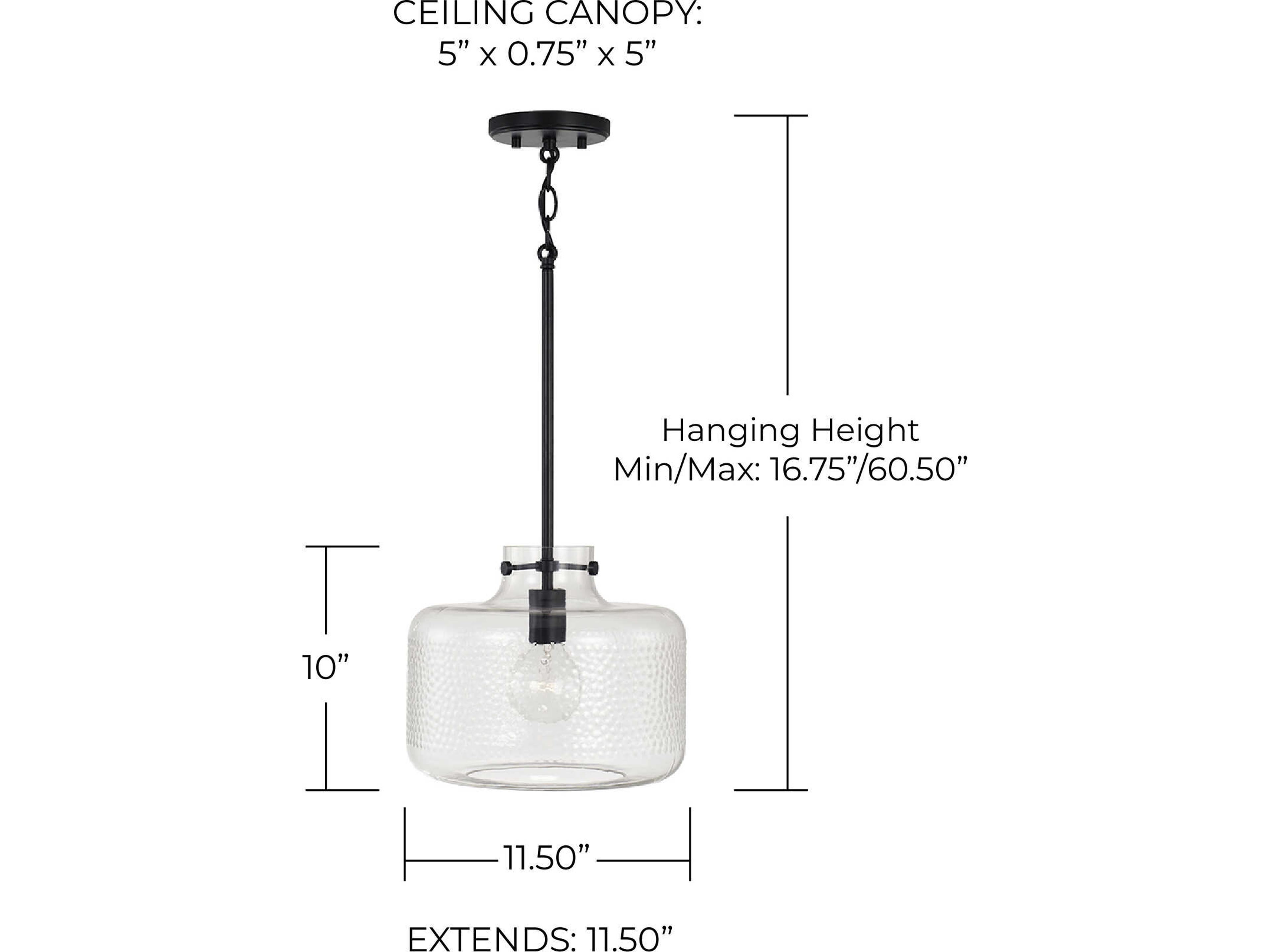 Capital Lighting Brighton 1-Light Matte Black Glass Drum Mini Pendant