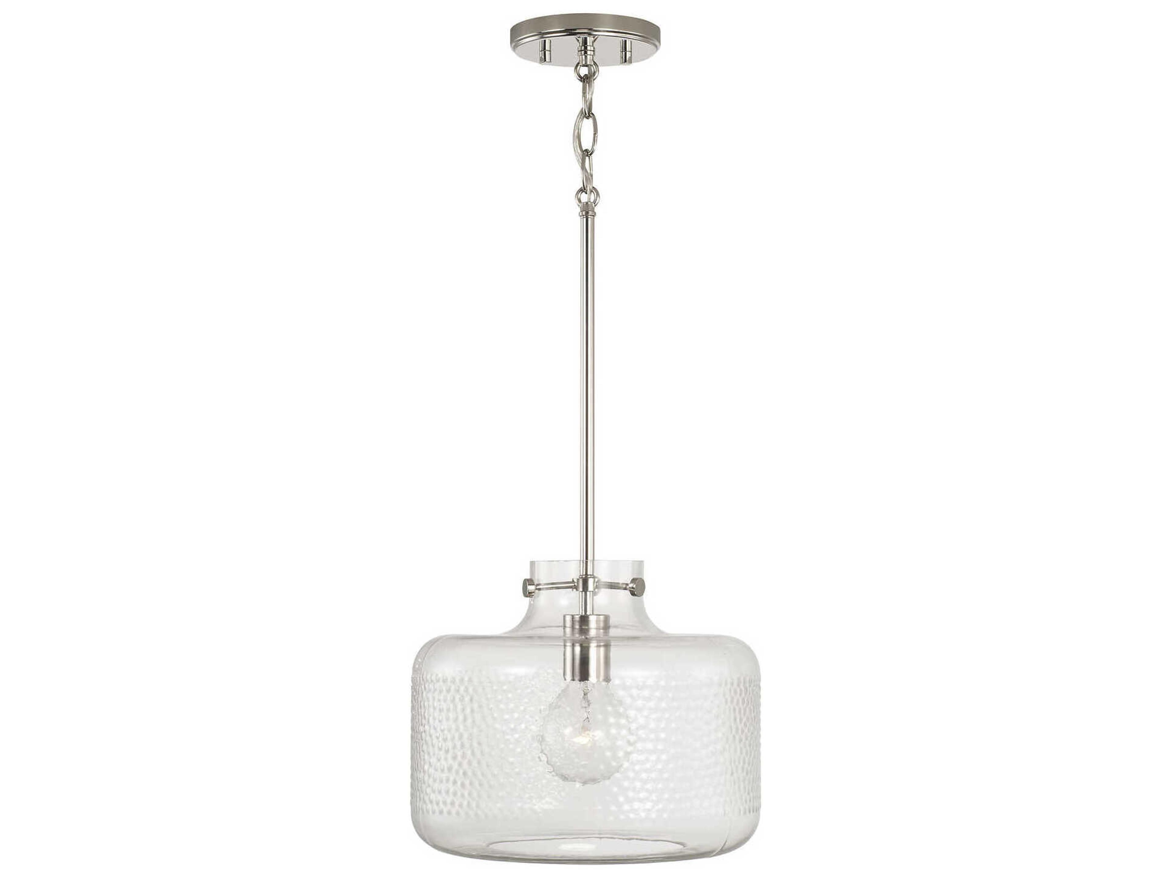 Brighton 1-Light Polished Nickel Glass Drum Mini Pendant