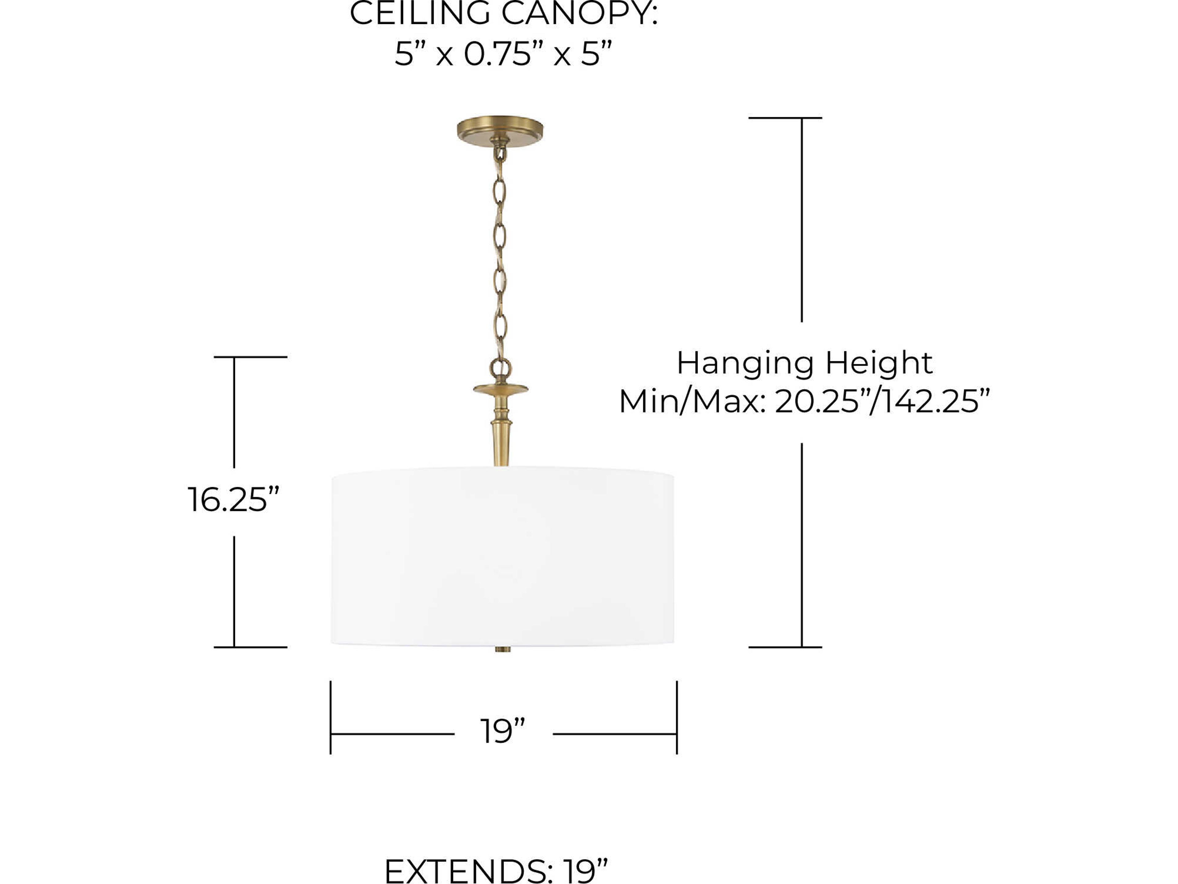 Capital Lighting Abbie 3-Light Aged Brass Glass Drum Pendant