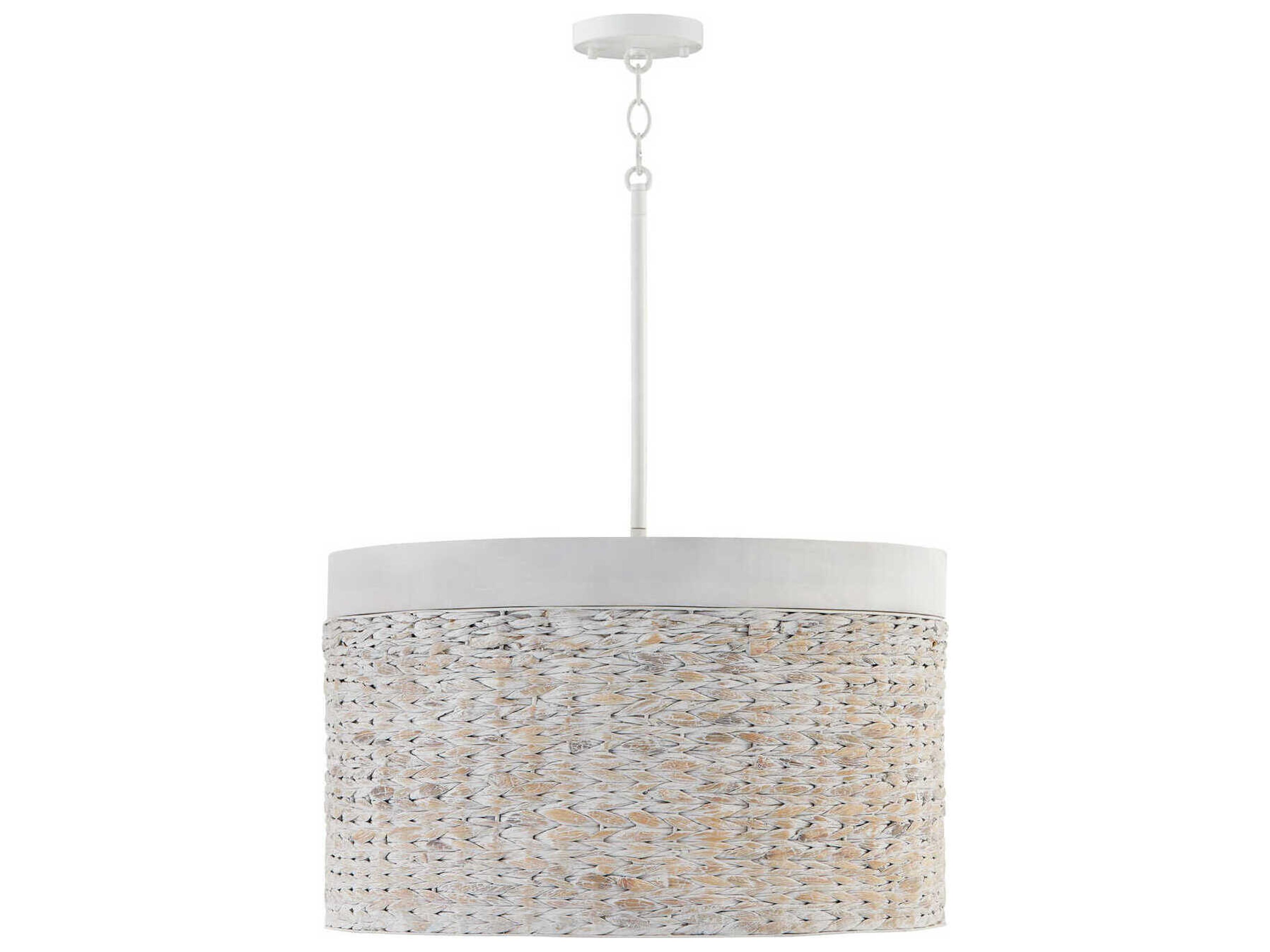 Tallulah 4-Light Chalk Wash White Drum Pendant