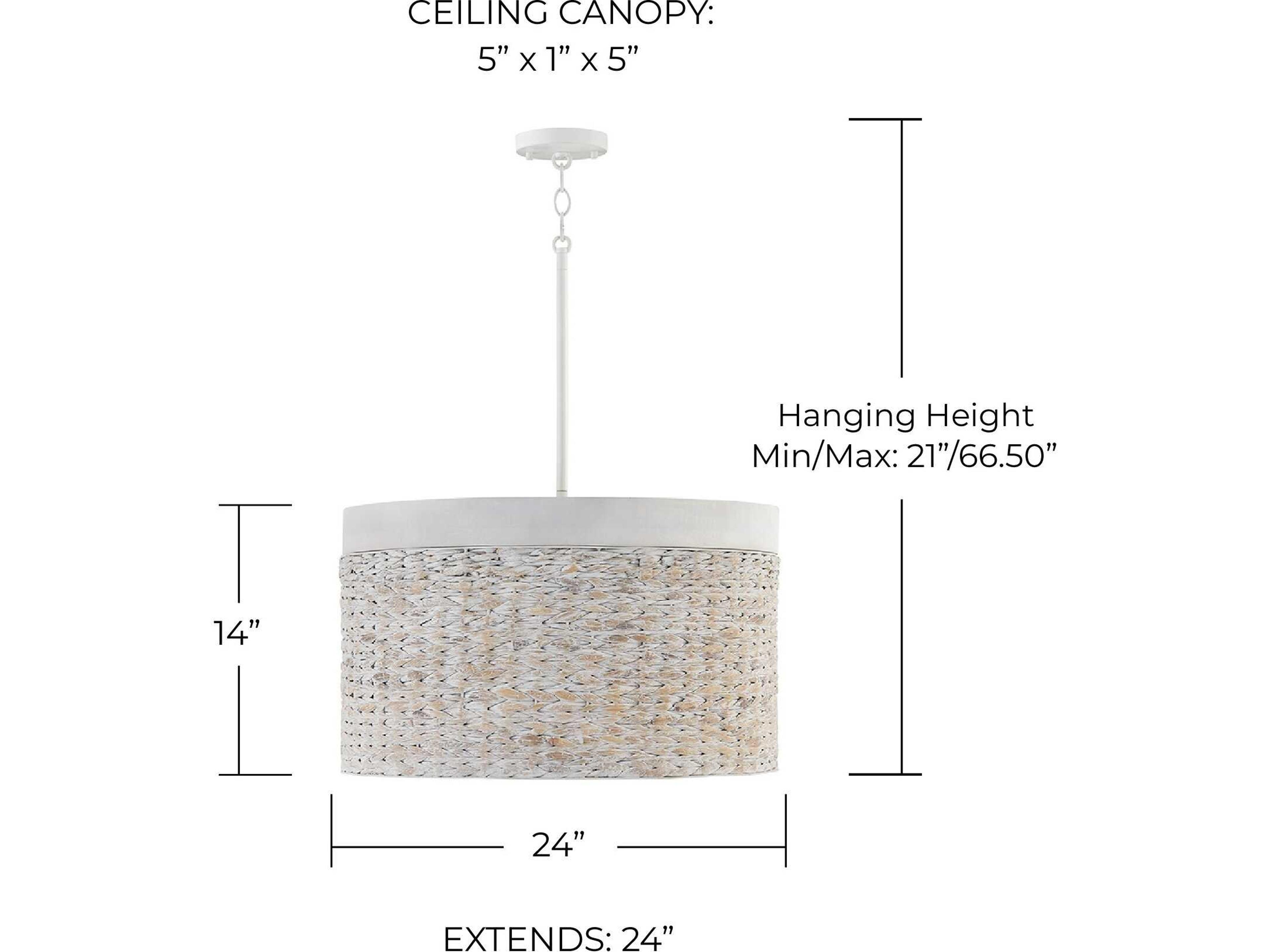 Capital Lighting Tallulah 4-Light Chalk Wash White Drum Pendant