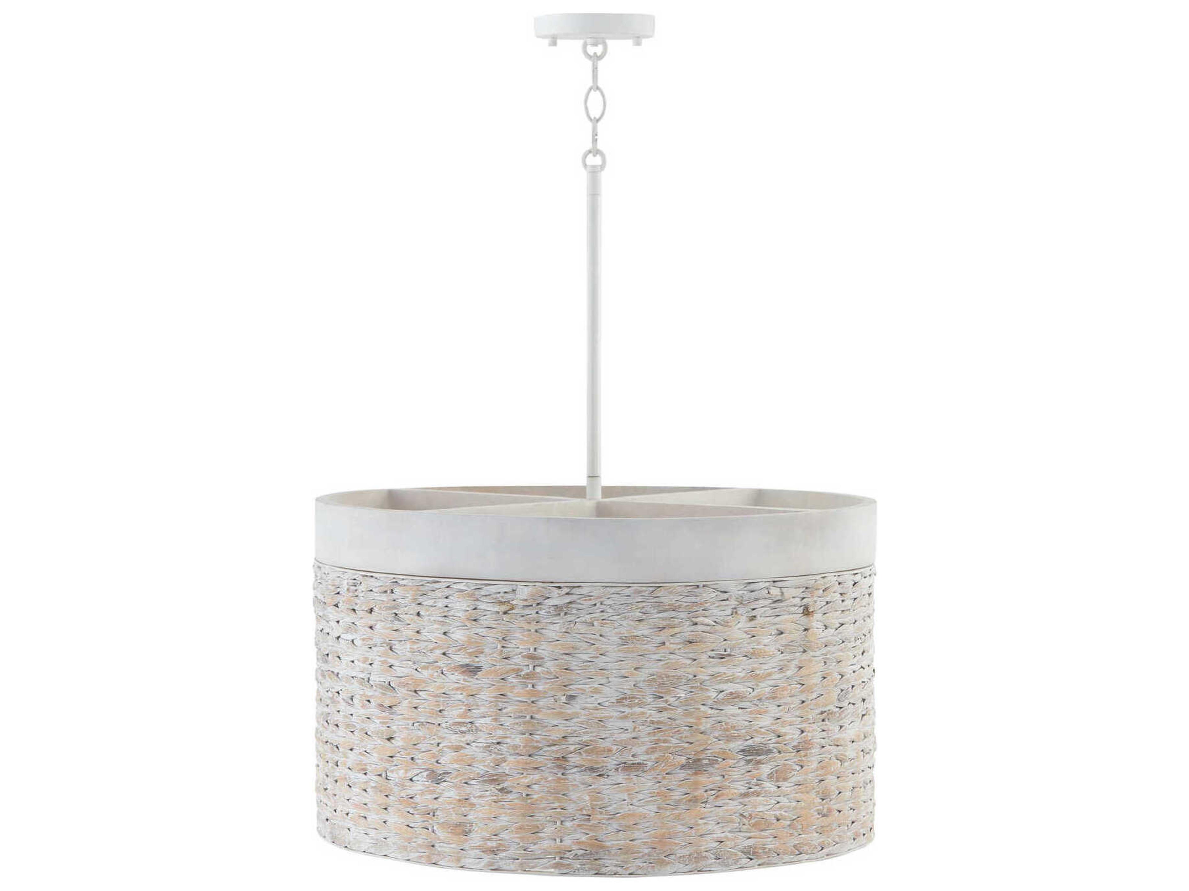 Capital Lighting Tallulah 4-Light Chalk Wash White Drum Pendant