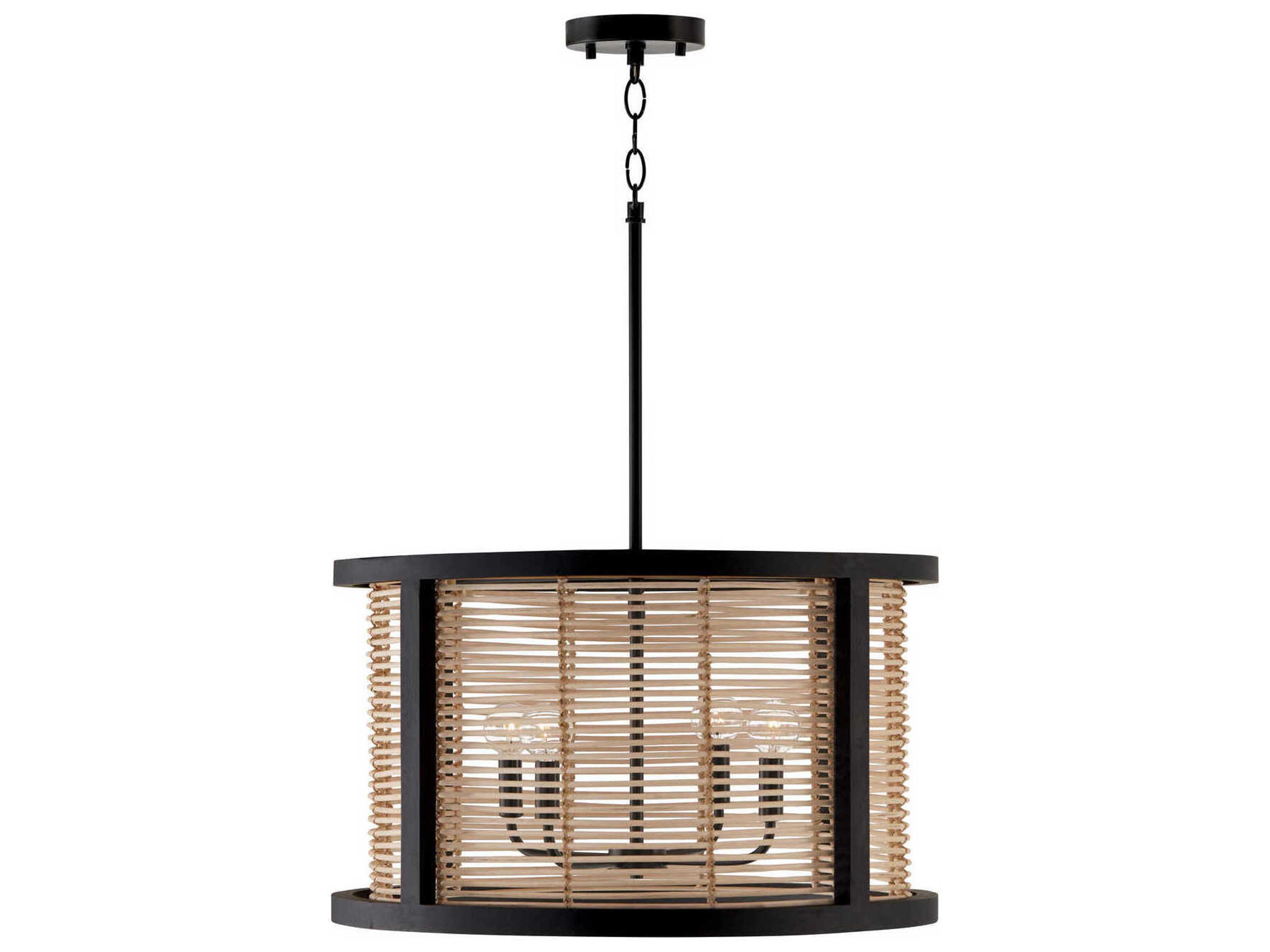 Rico 4-Light Flat Black Candelabra Round Chandelier