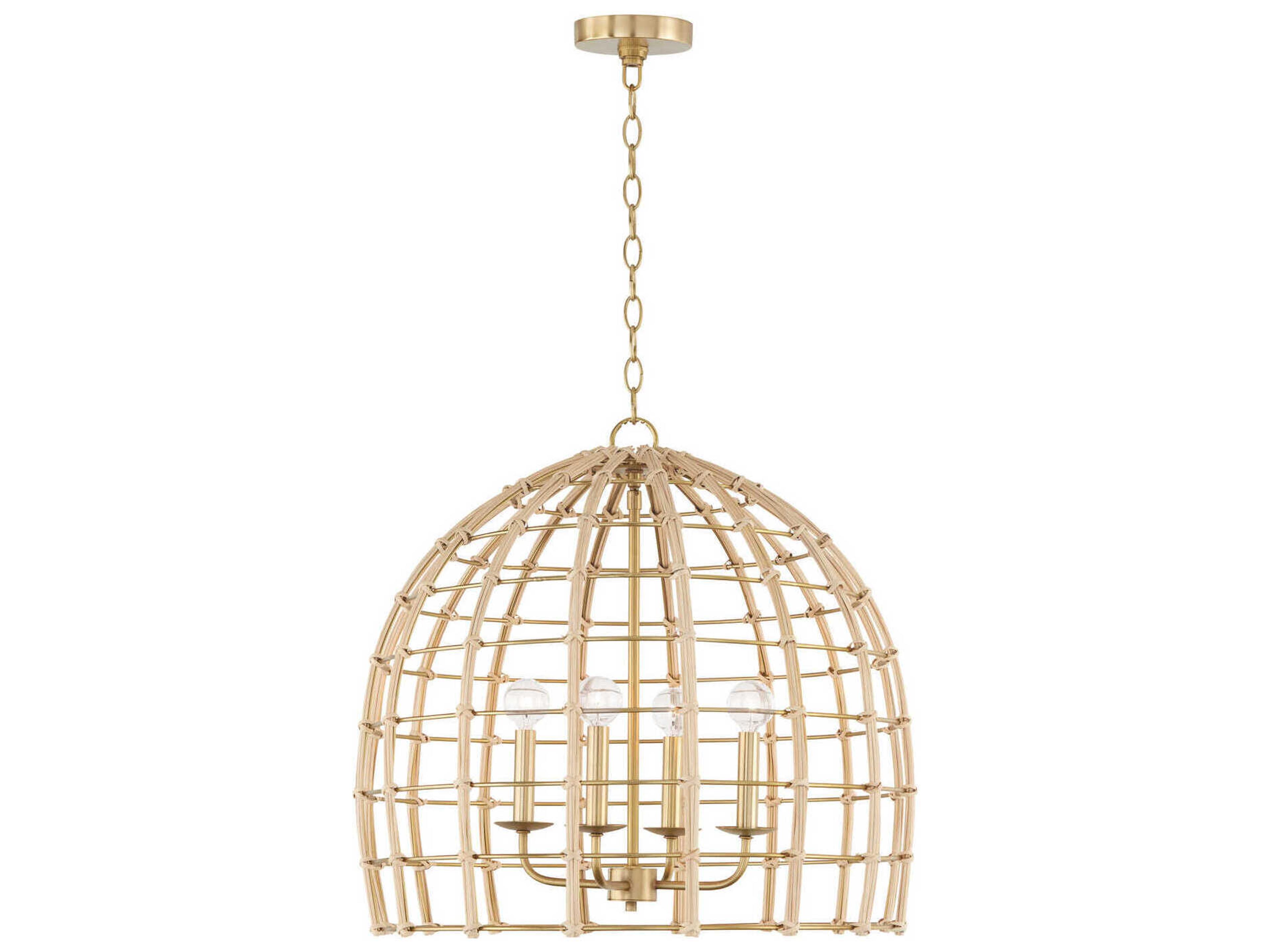 Wren 4-Light Matte Brass Dome Chandelier