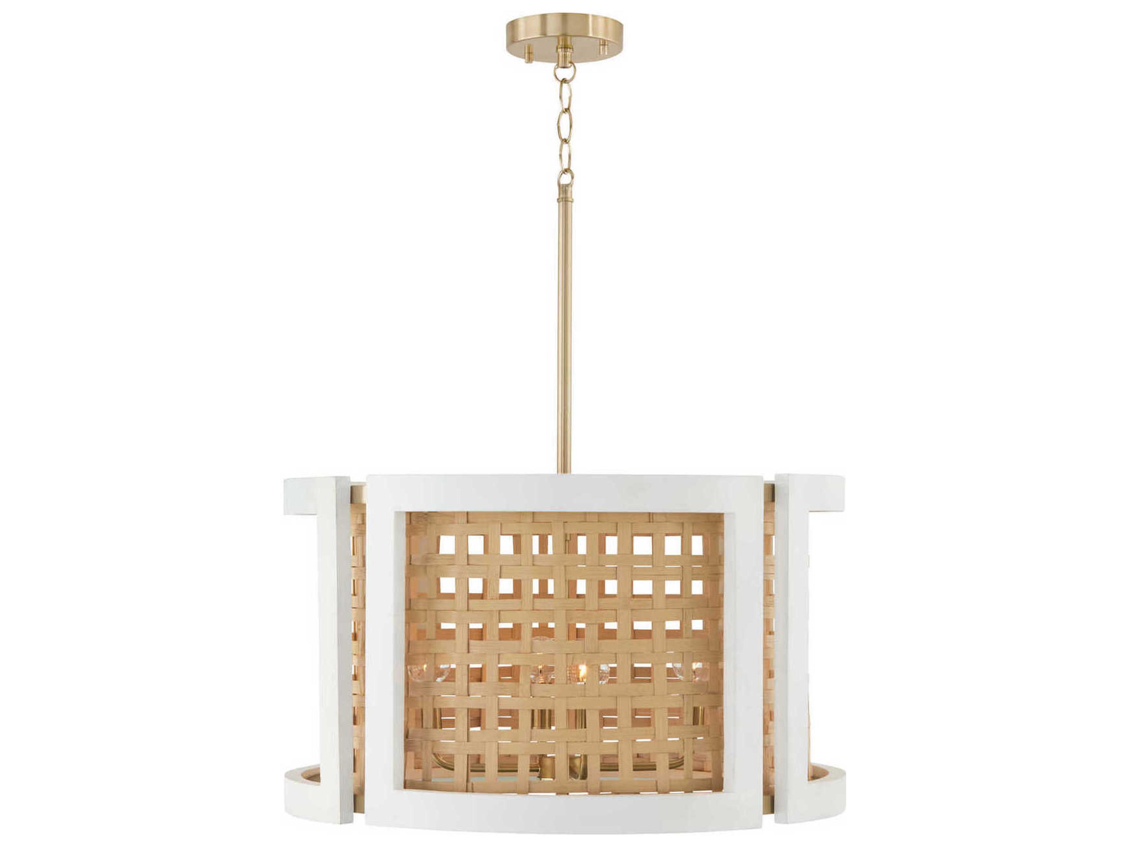 Lola 4-Light Flat White And Matte Brass Drum Chandelier