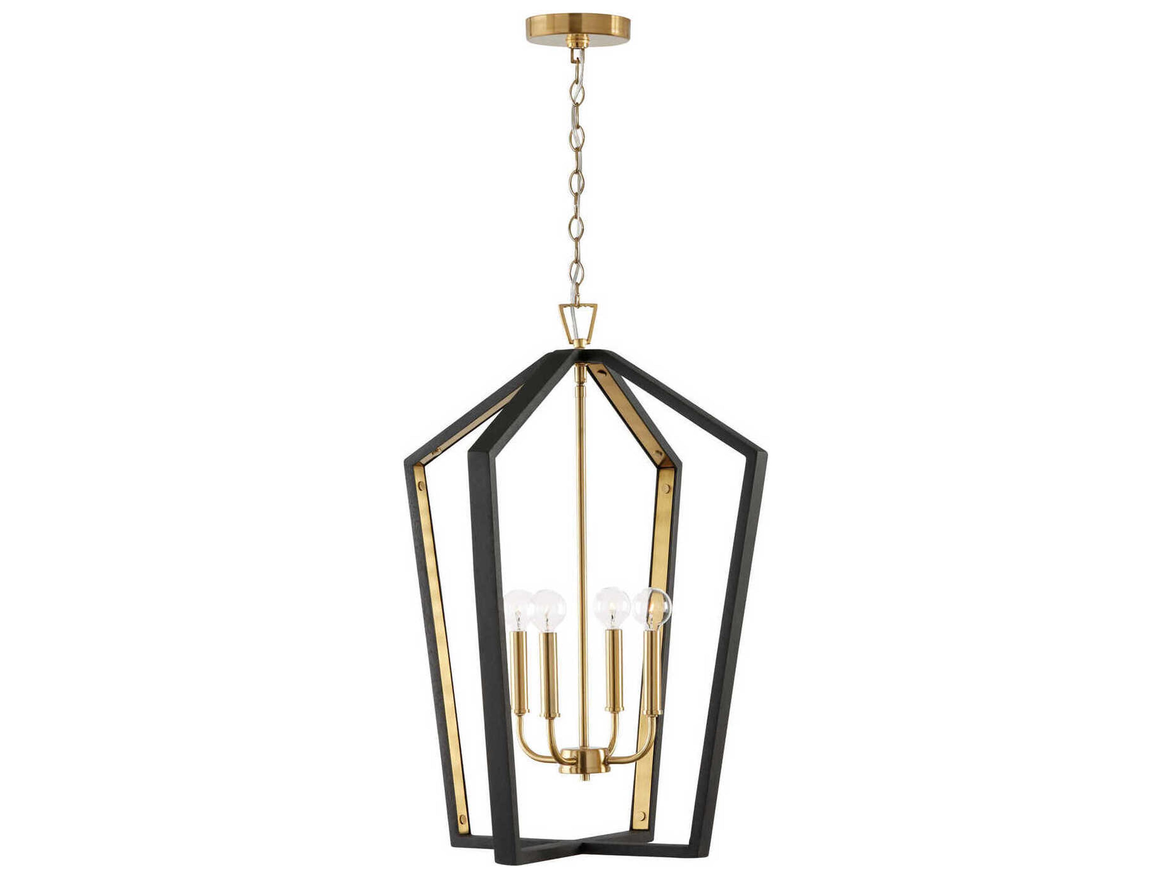 Maren 4-Light Flat Black And Matte Brass Candelabra Chandelier