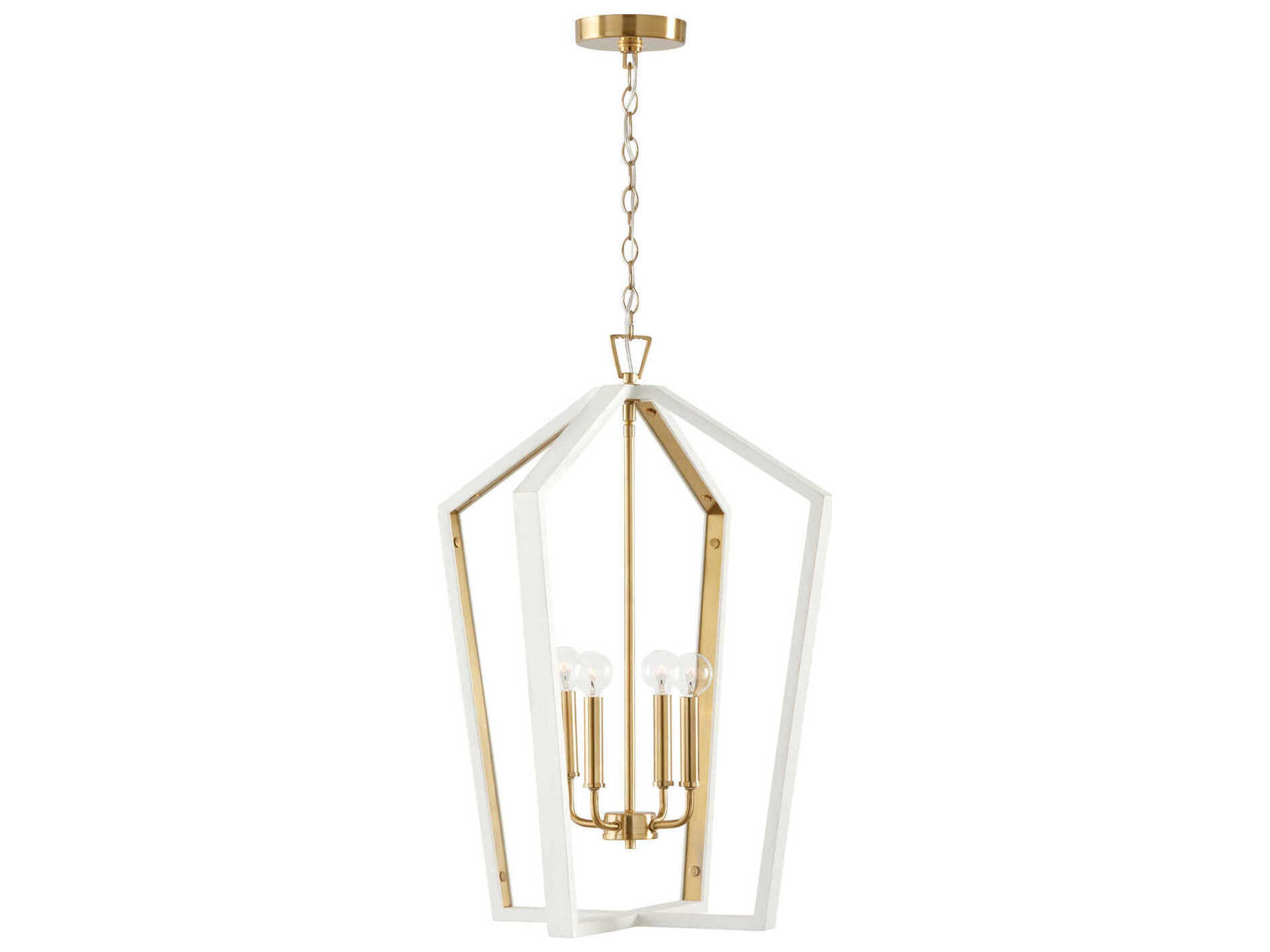 Maren 4-Light Flat White And Matte Brass Candelabra Chandelier