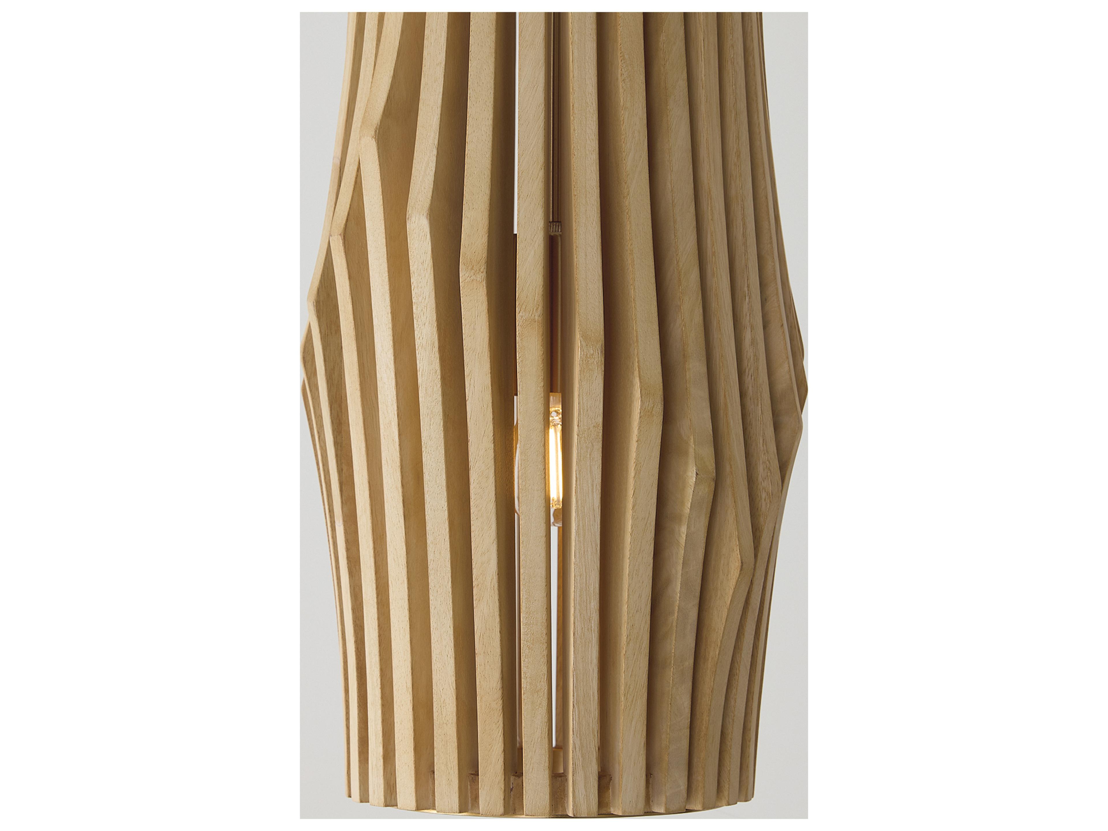 Capital Lighting Archer 1-light Blonde Wood And Matte Brass Geometric Round Mini Pendant