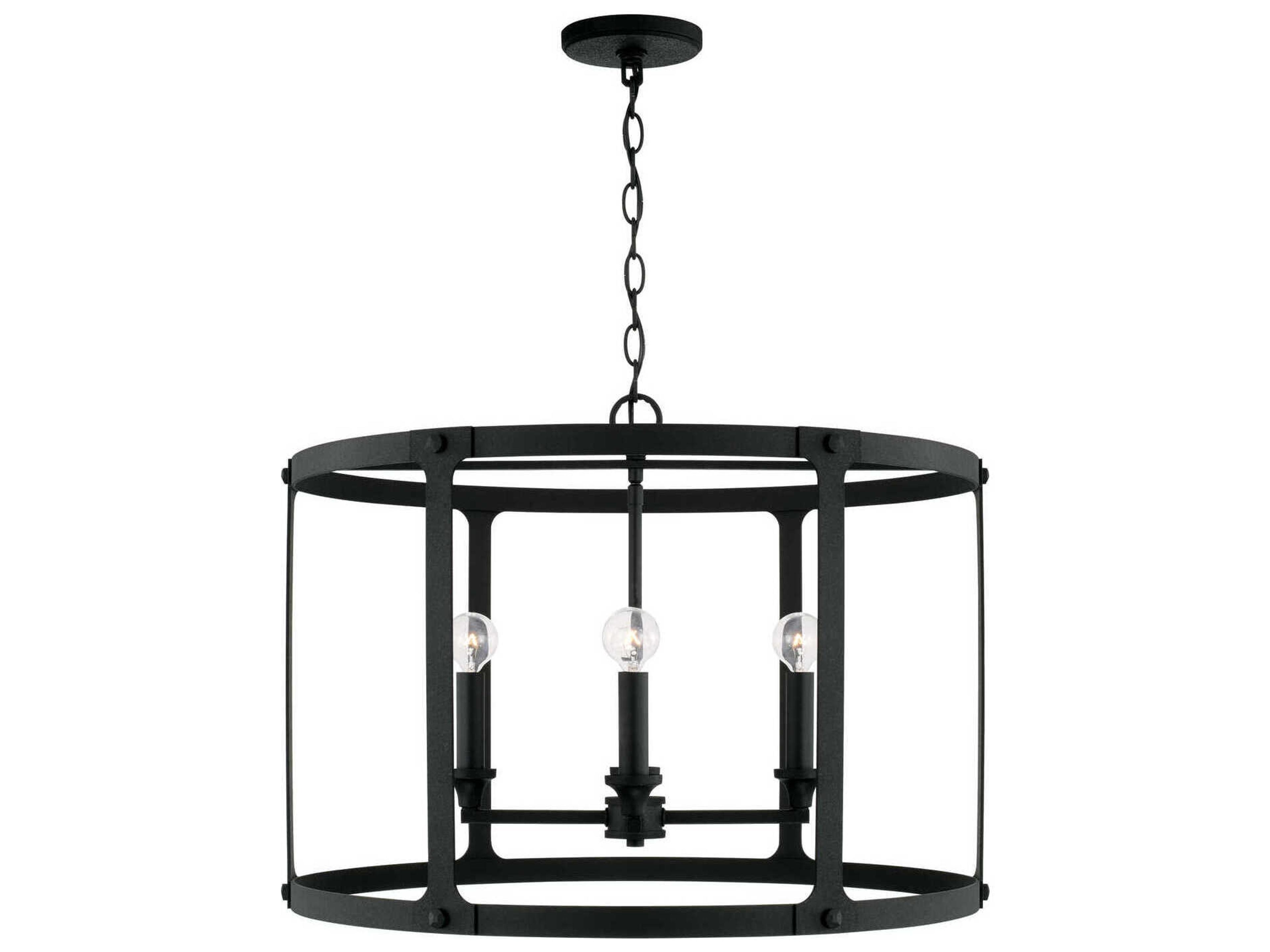 Brennen 4-Light Black Iron Candelabra Drum Chandelier