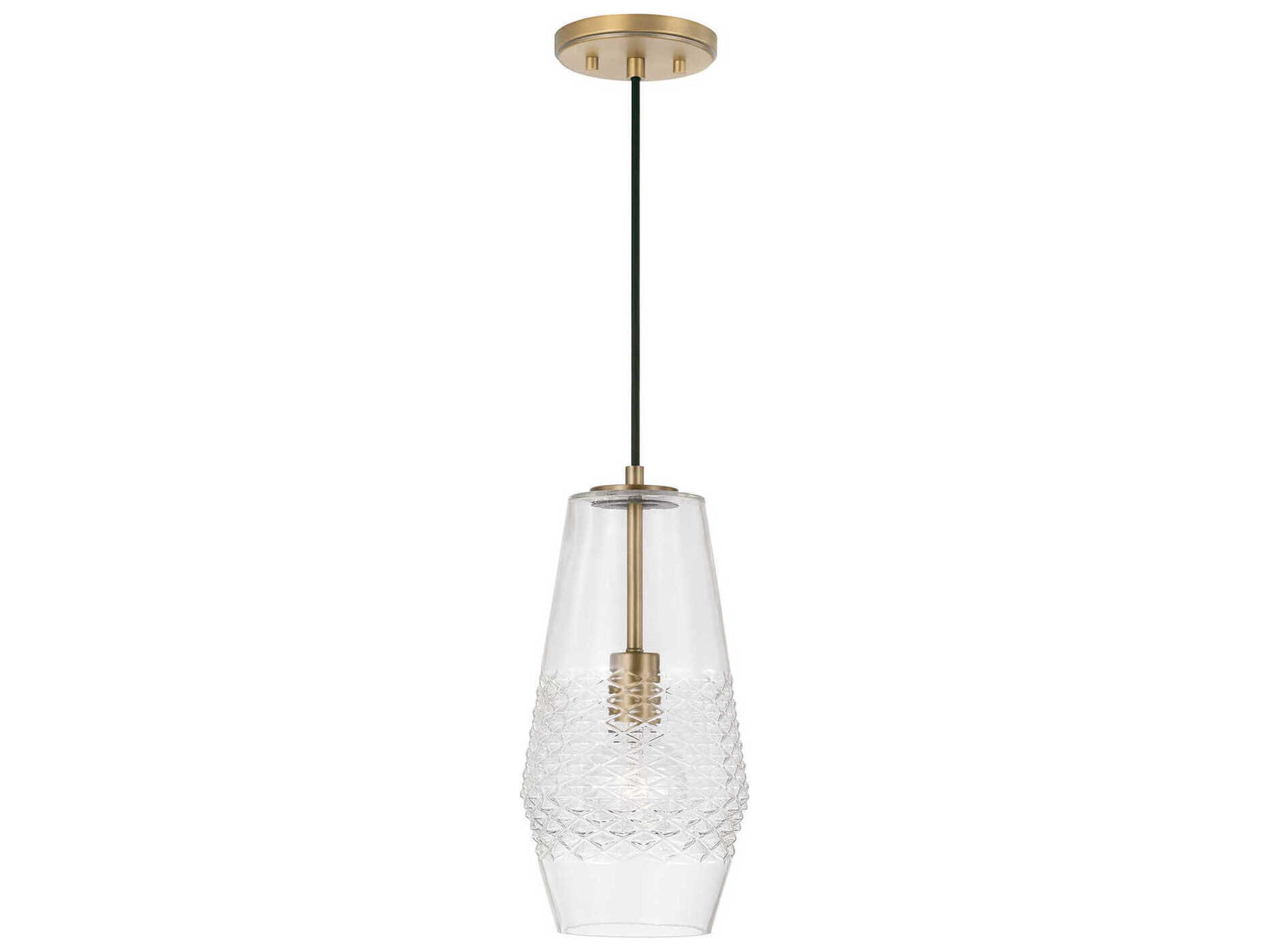 Dena 1-Light Aged Brass Glass Mini Pendant