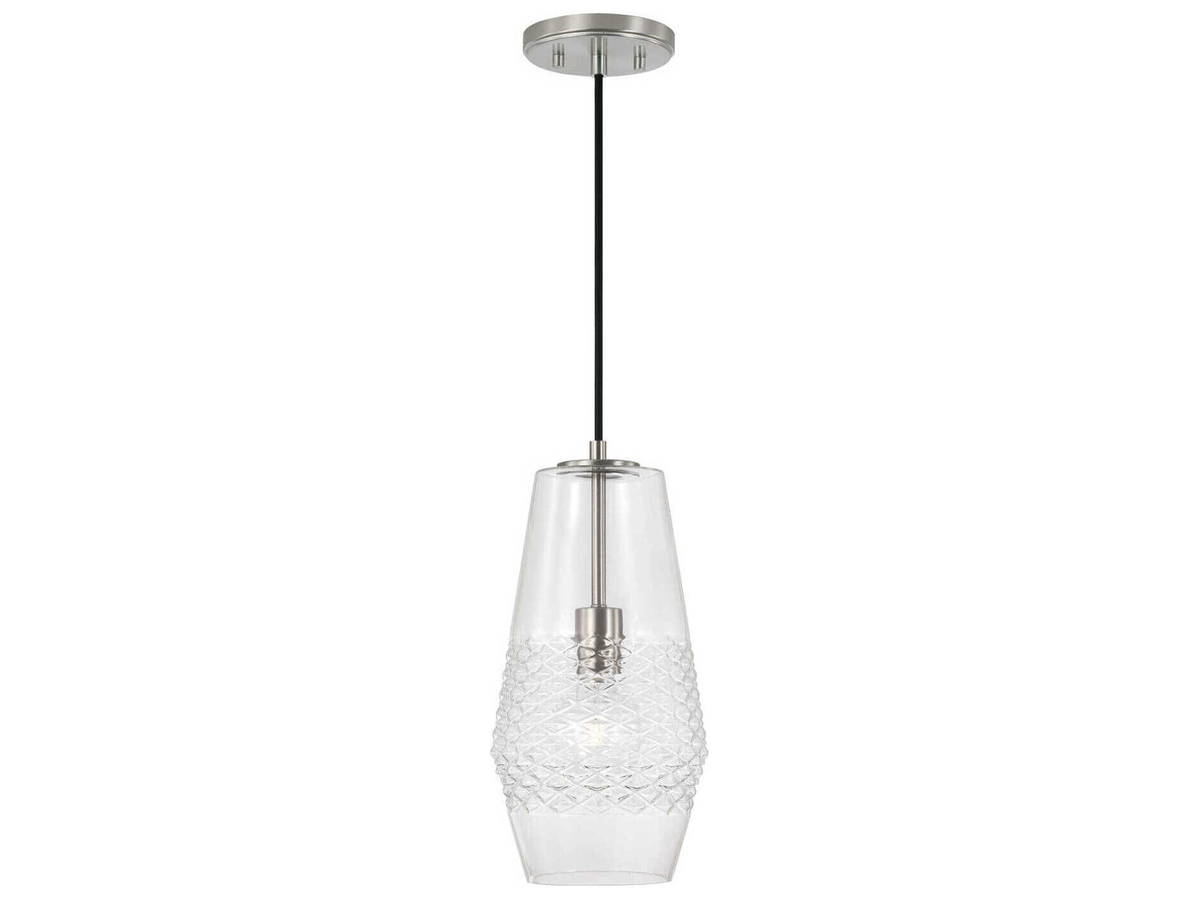 Dena 1-Light Brushed Nickel Glass Mini Pendant