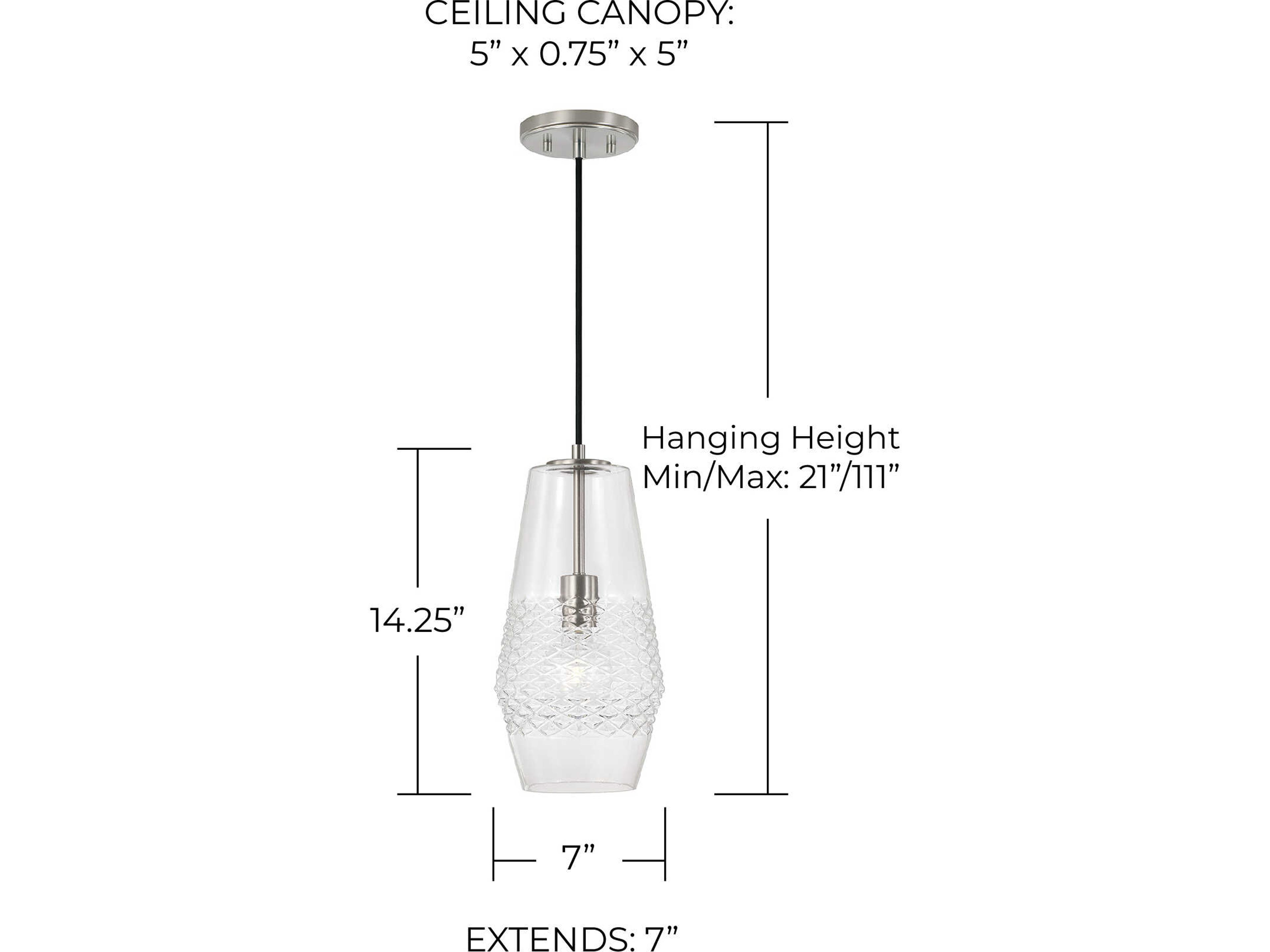 Capital Lighting Dena 1-Light Brushed Nickel Glass Mini Pendant