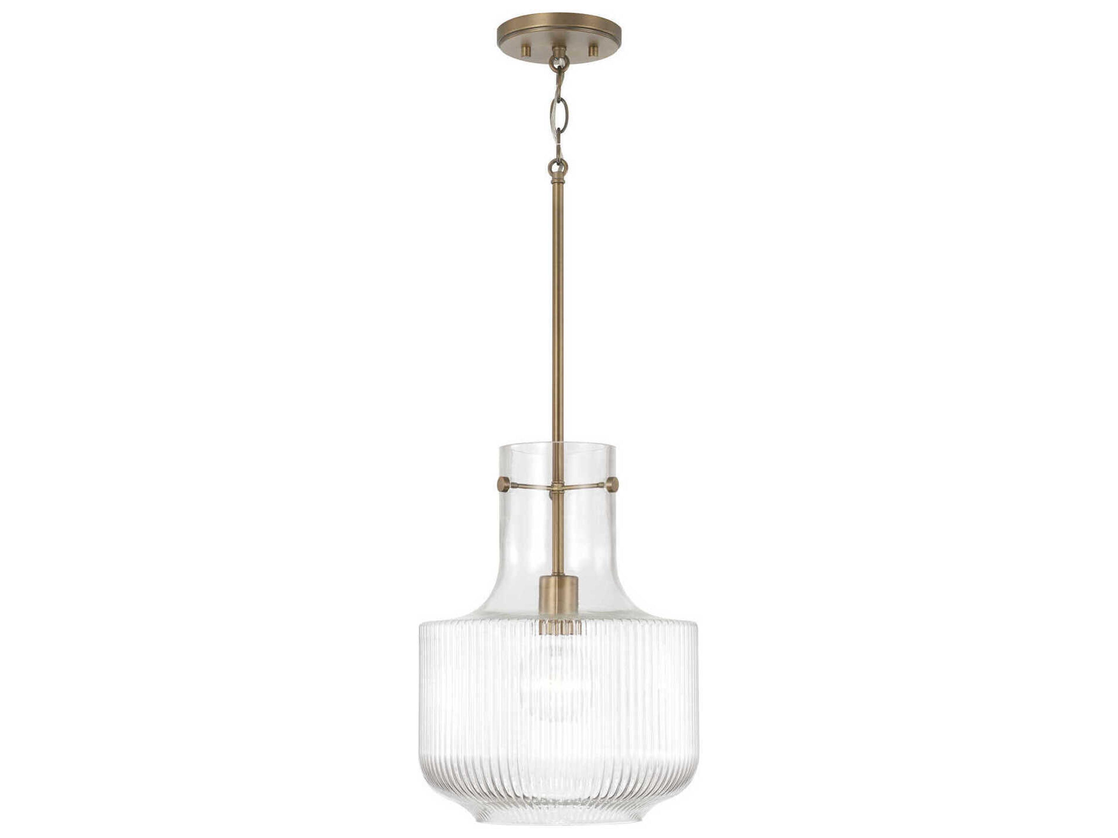 Nyla 1-Light Aged Brass Glass Mini Pendant