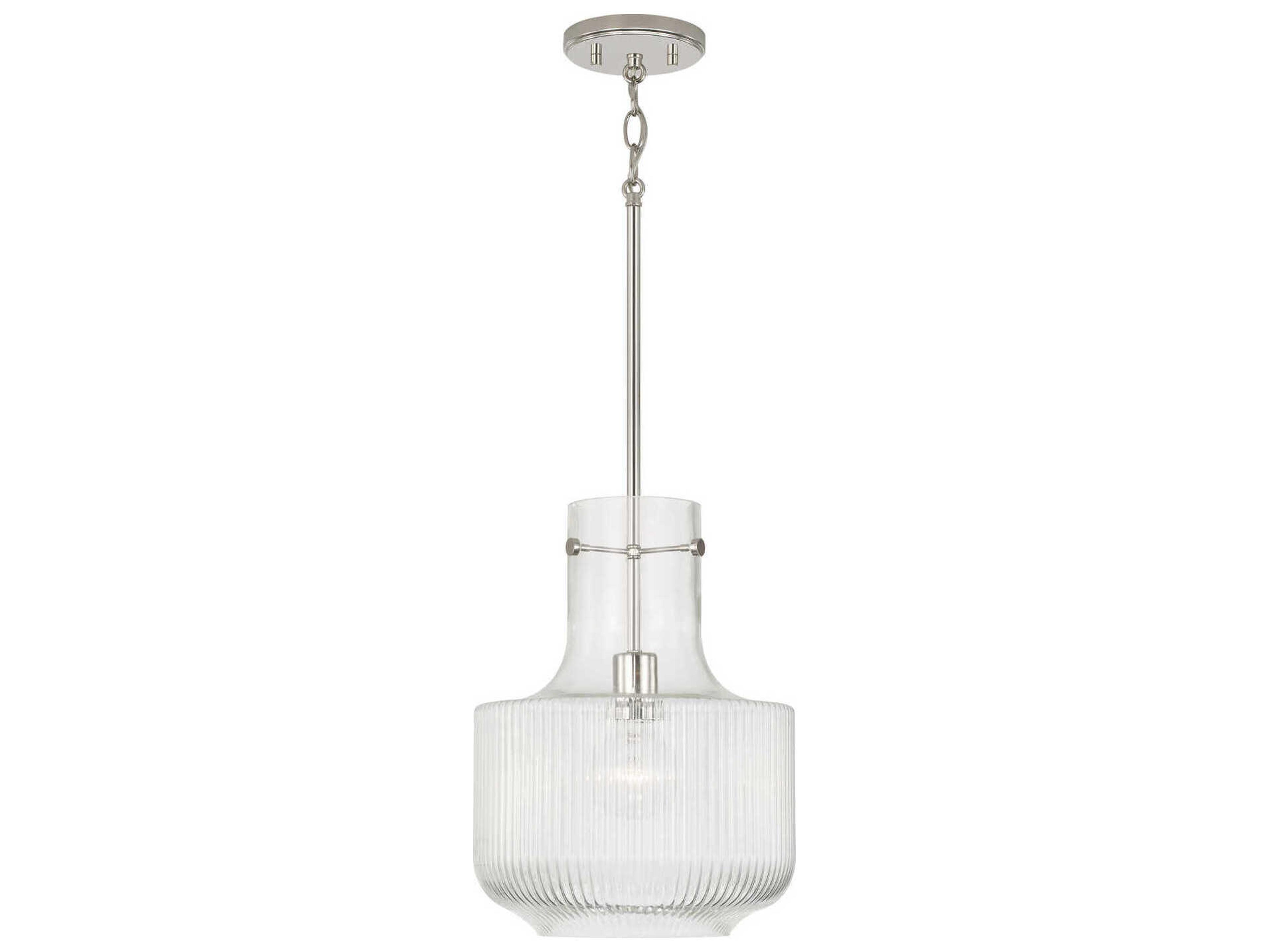 Nyla 1-Light Polished Nickel Glass Mini Pendant
