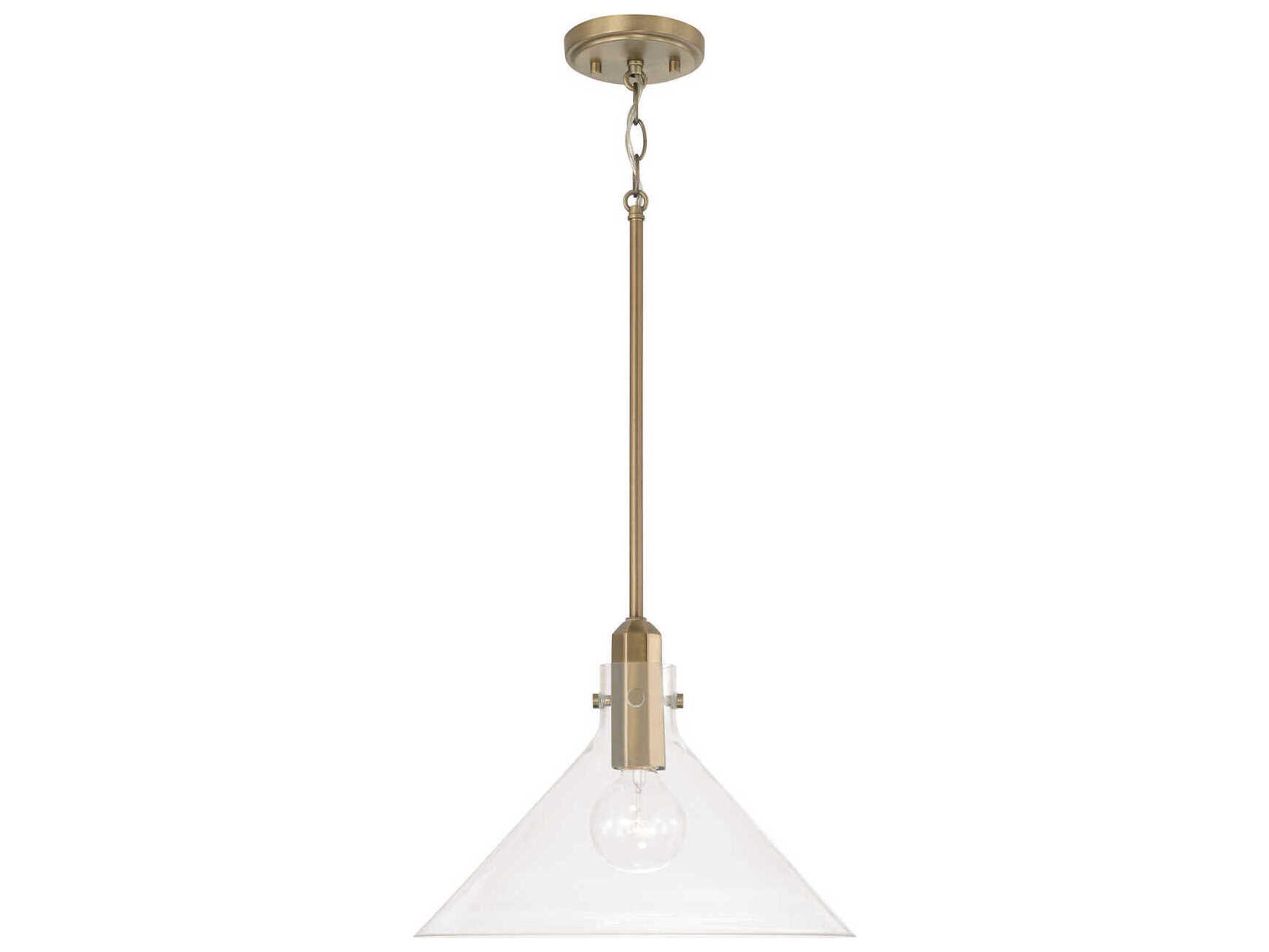 Greer 1-Light Aged Brass Glass Pendant