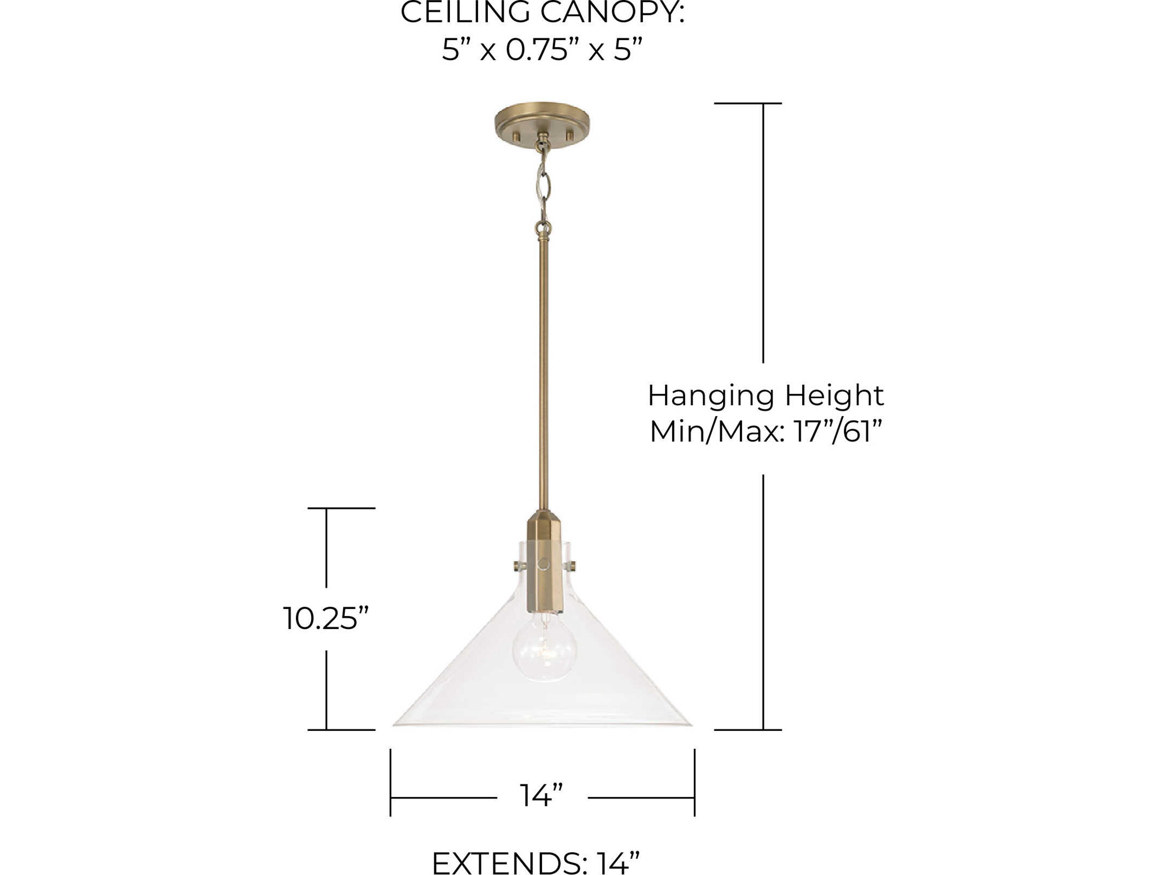 Capital Lighting Greer 1-Light Aged Brass Glass Pendant