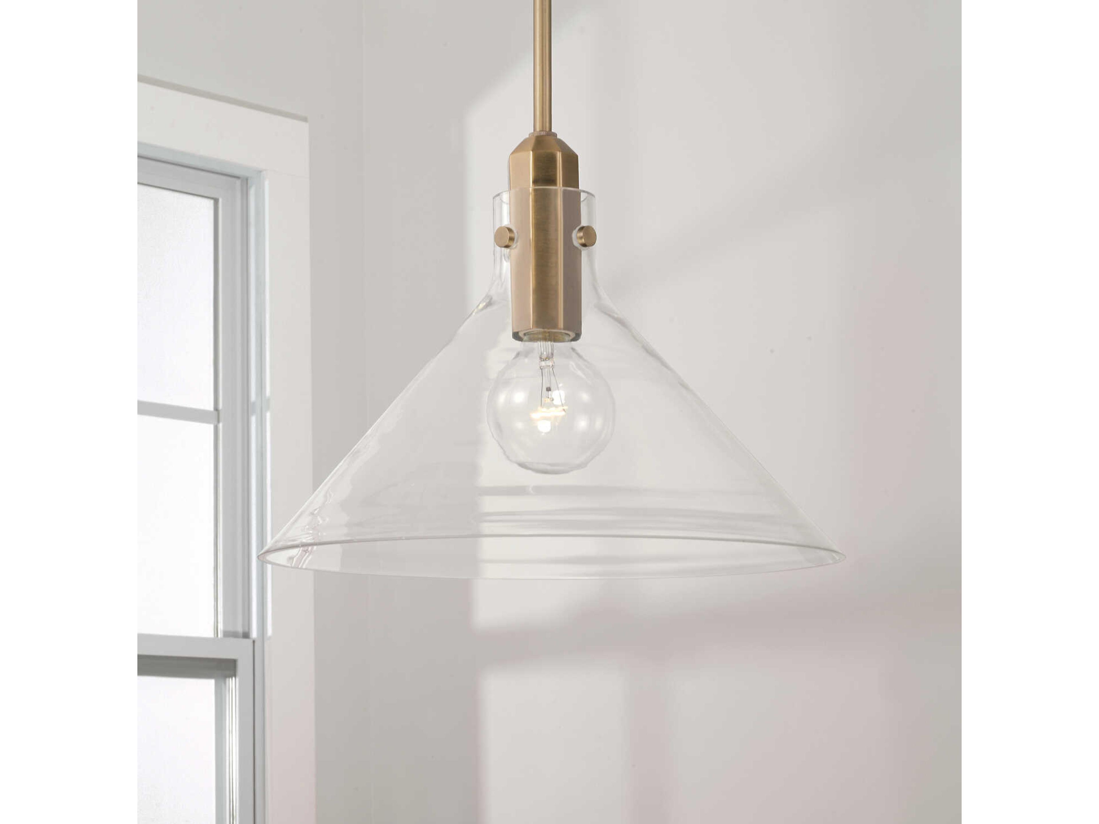 Capital Lighting Greer 1-Light Aged Brass Glass Pendant
