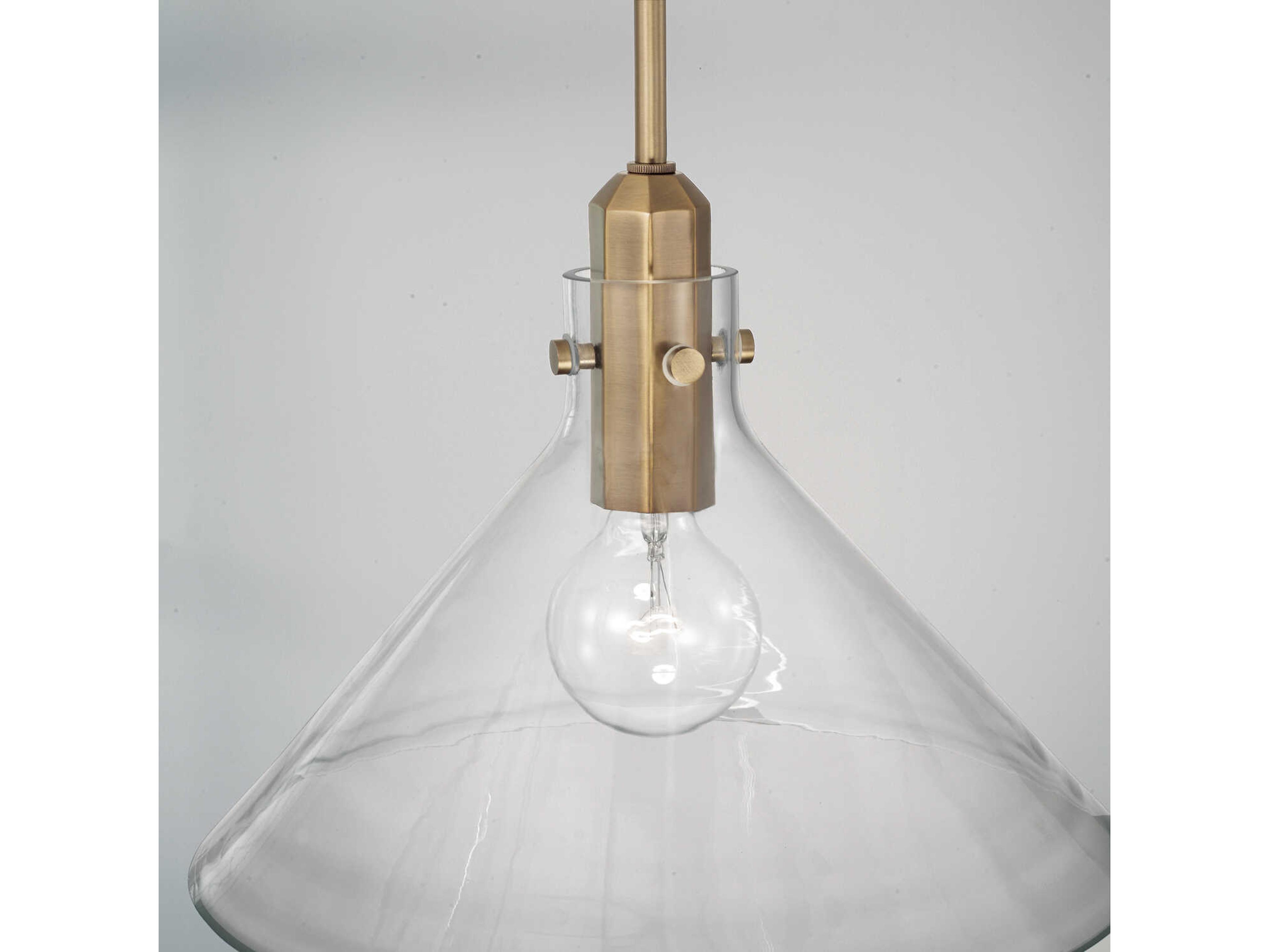 Capital Lighting Greer 1-Light Aged Brass Glass Pendant