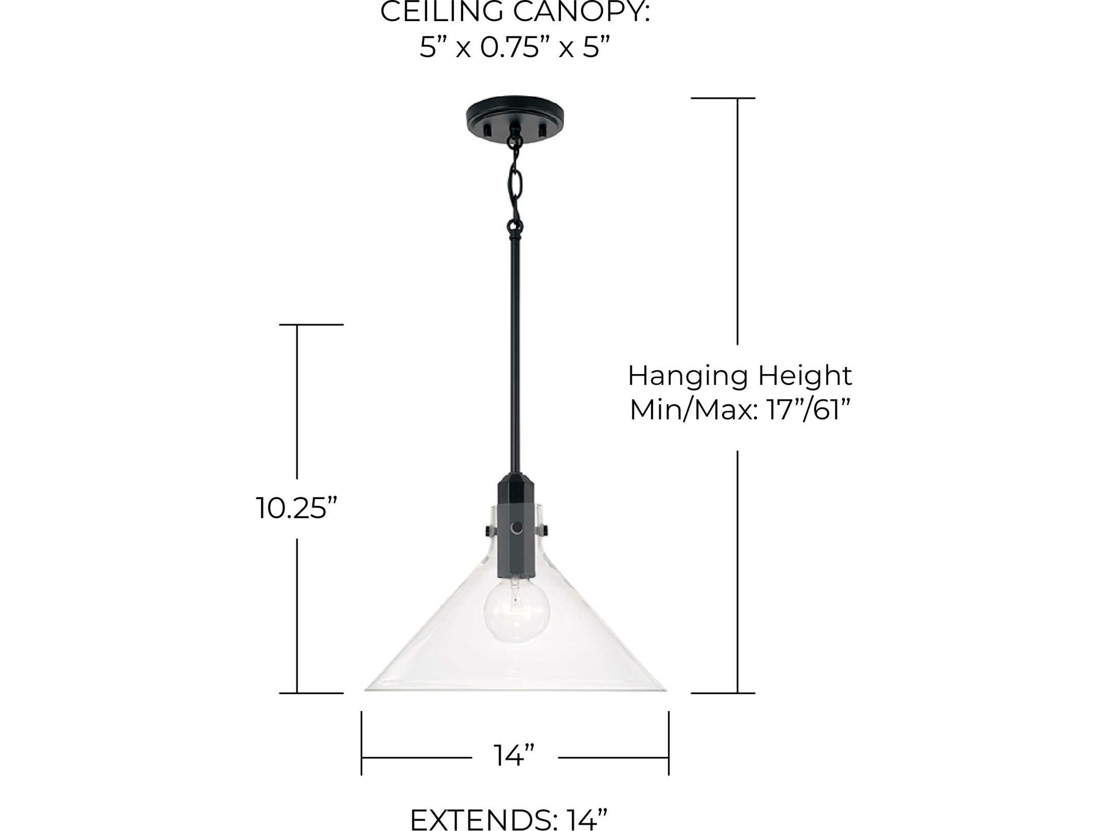 Capital Lighting Greer 1-Light Matte Black Glass Pendant