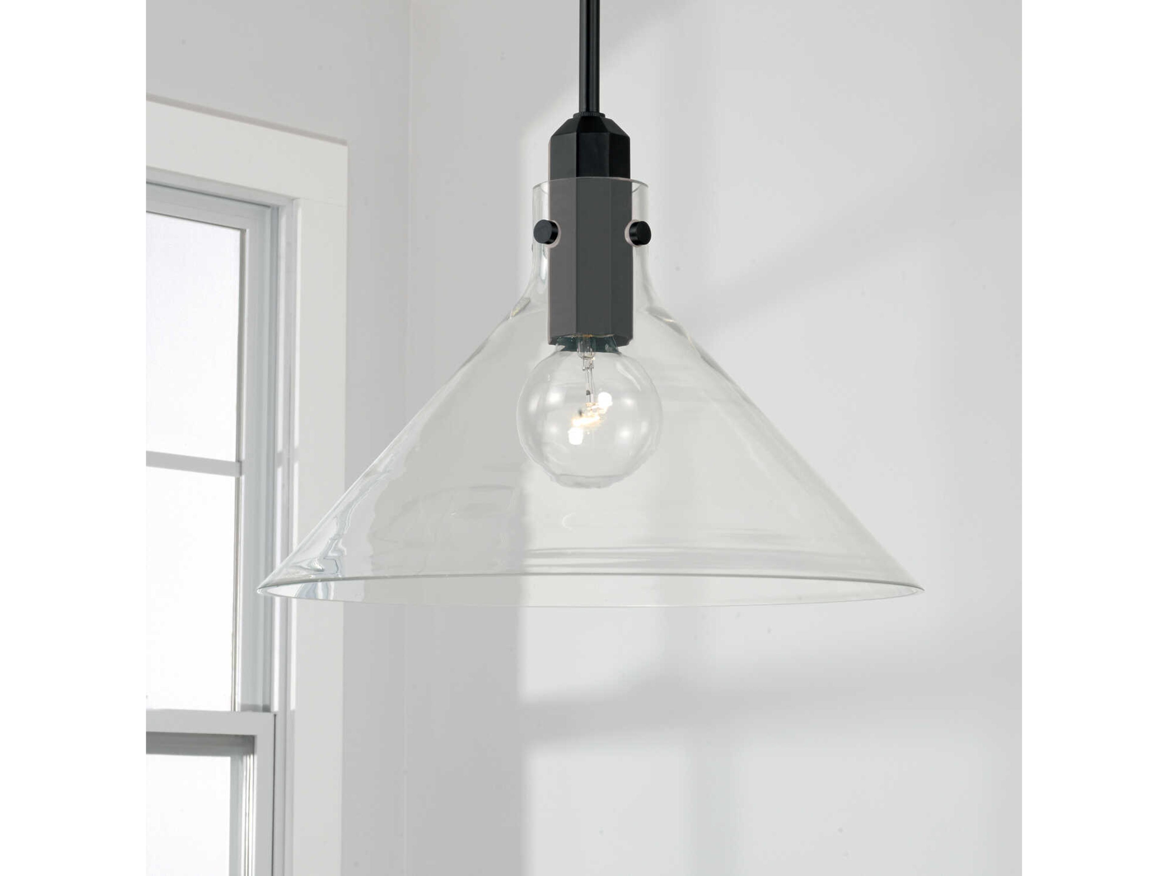 Capital Lighting Greer 1-Light Matte Black Glass Pendant