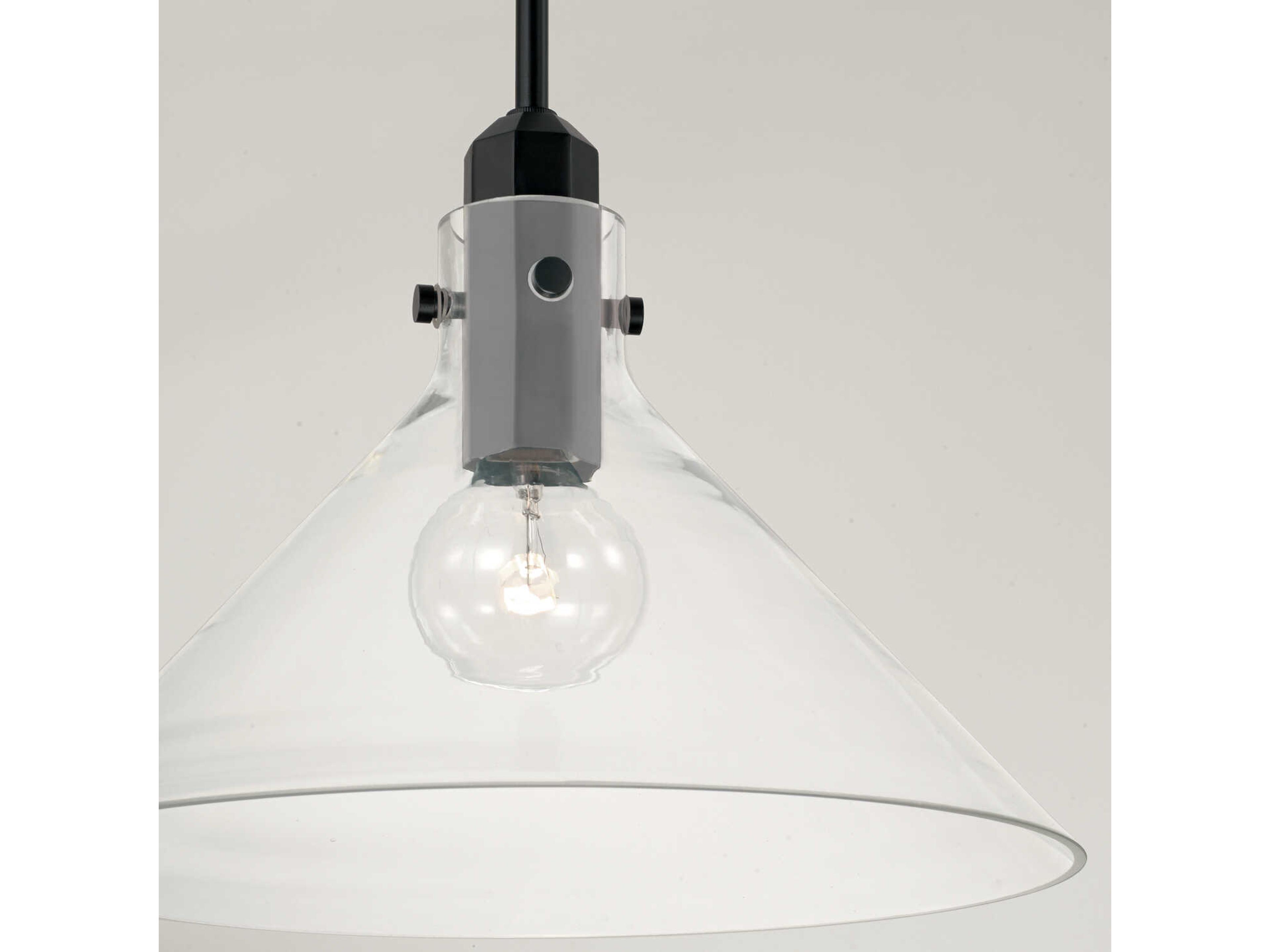 Capital Lighting Greer 1-Light Matte Black Glass Pendant