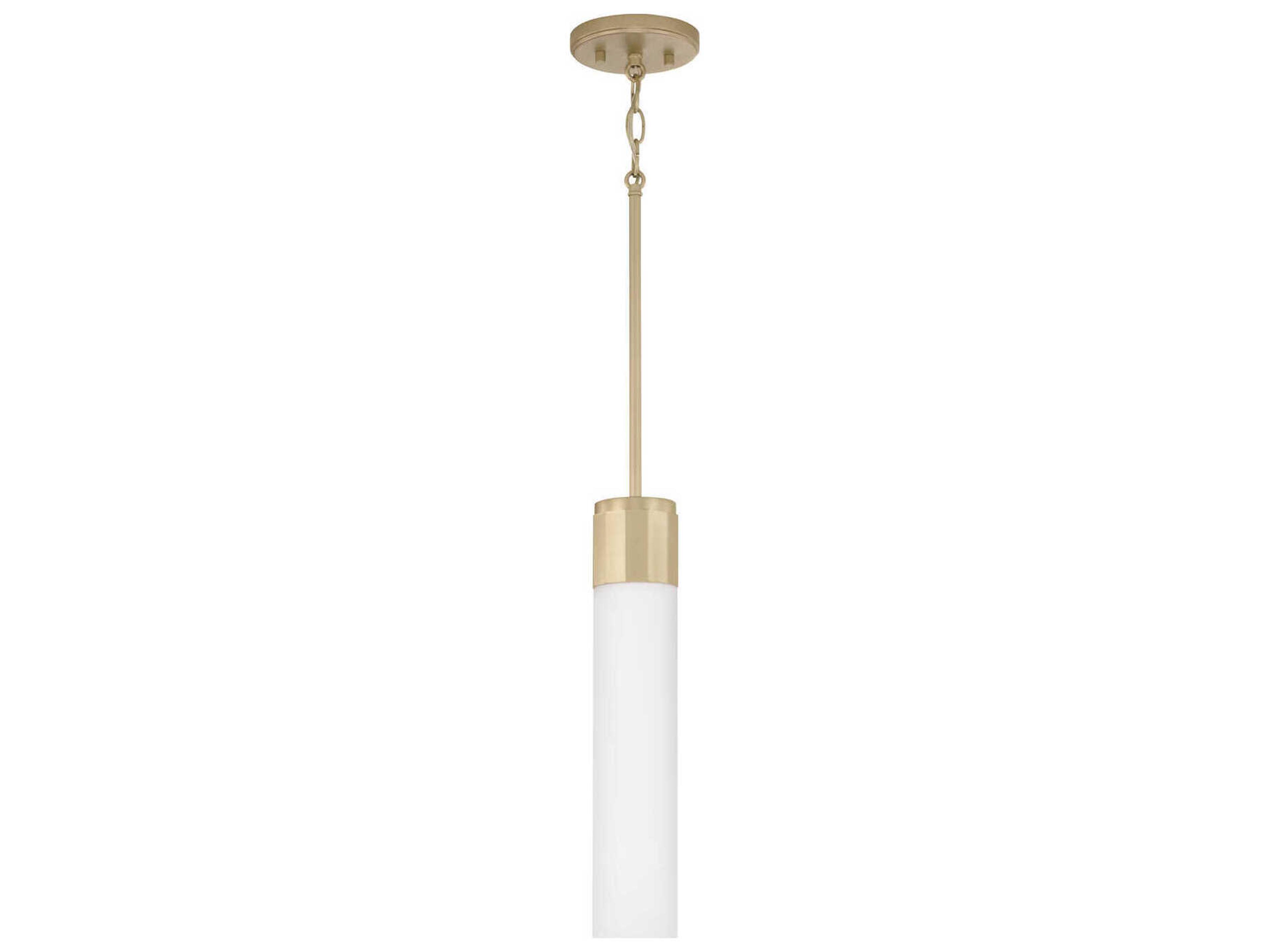 Sutton 1-Light Soft Gold White Glass Cylinder Mini Pendant