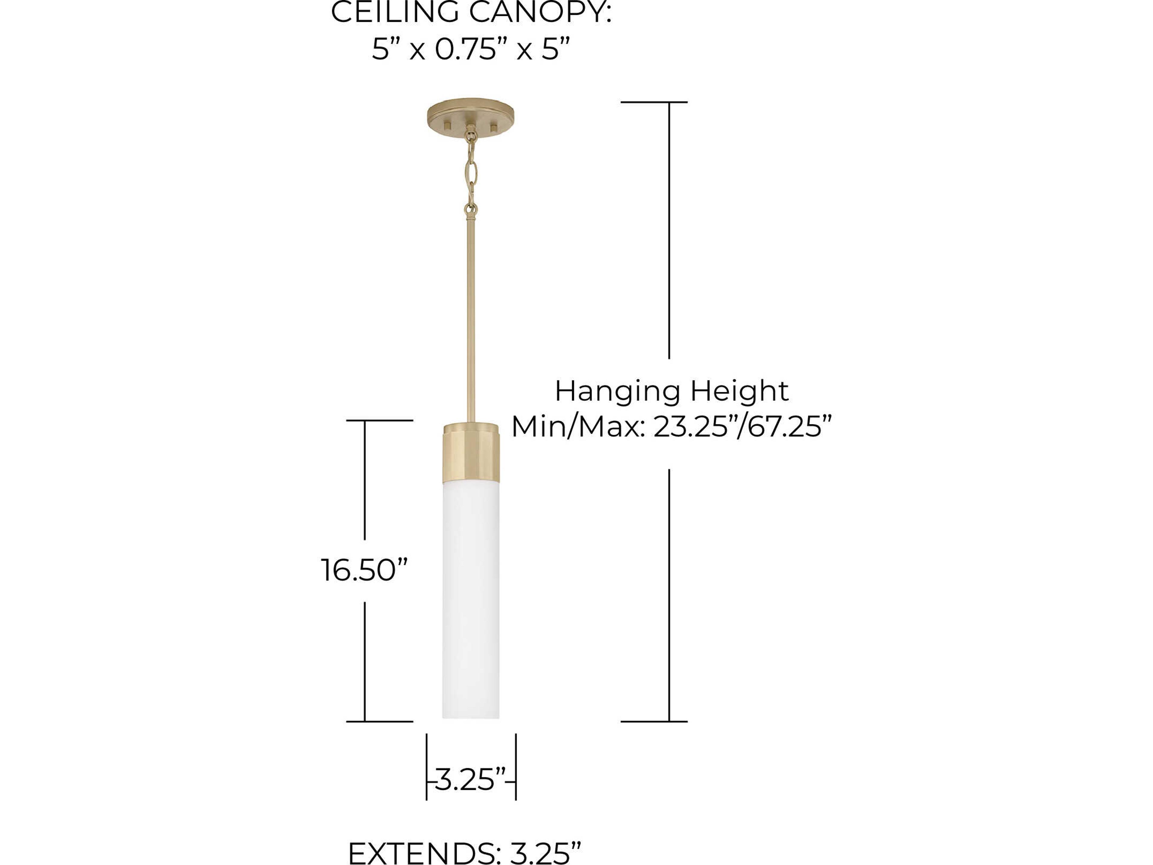 Capital Lighting Sutton 1-Light Soft Gold White Glass Cylinder Mini Pendant