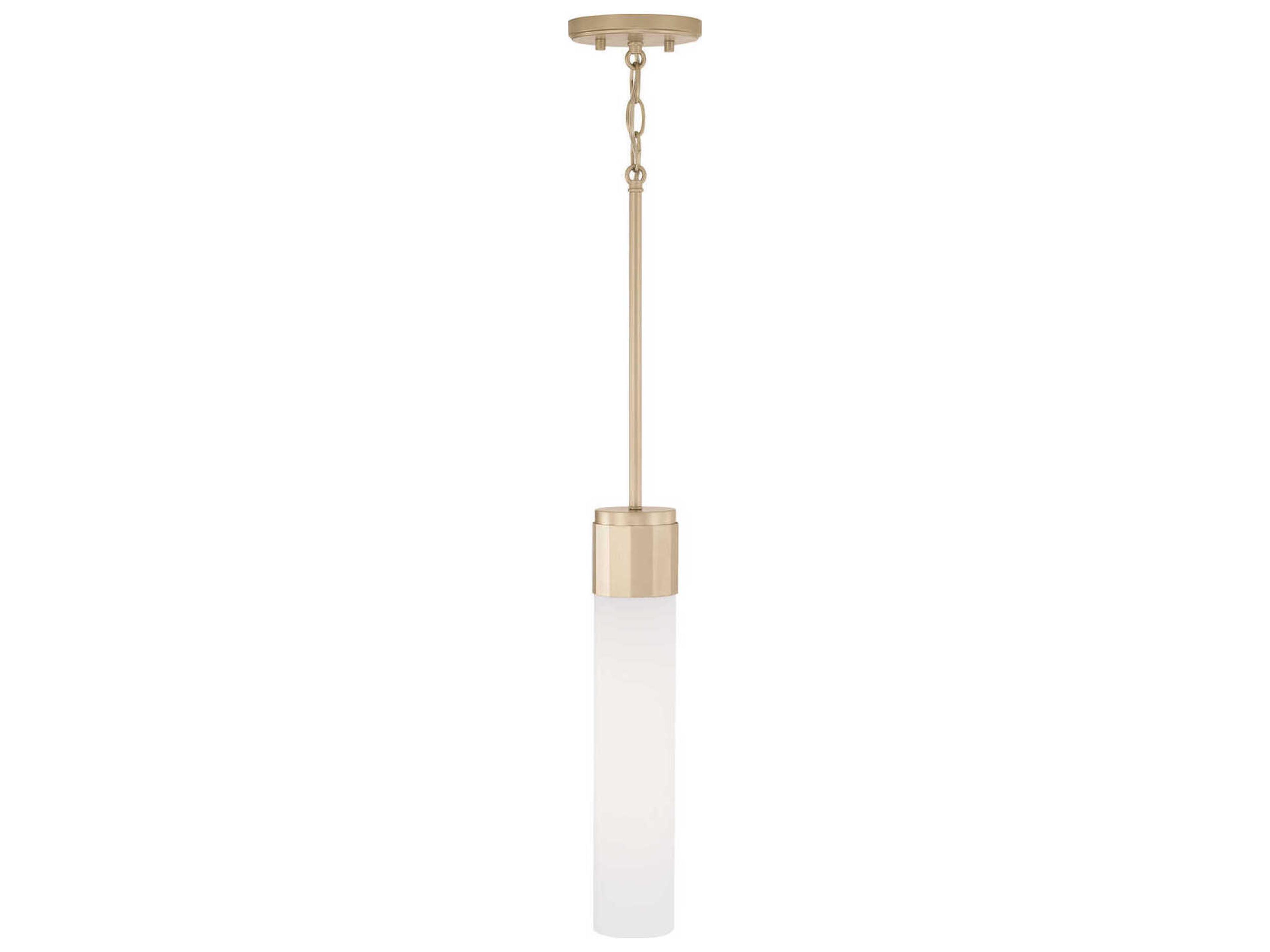 Capital Lighting Sutton 1-Light Soft Gold White Glass Cylinder Mini Pendant