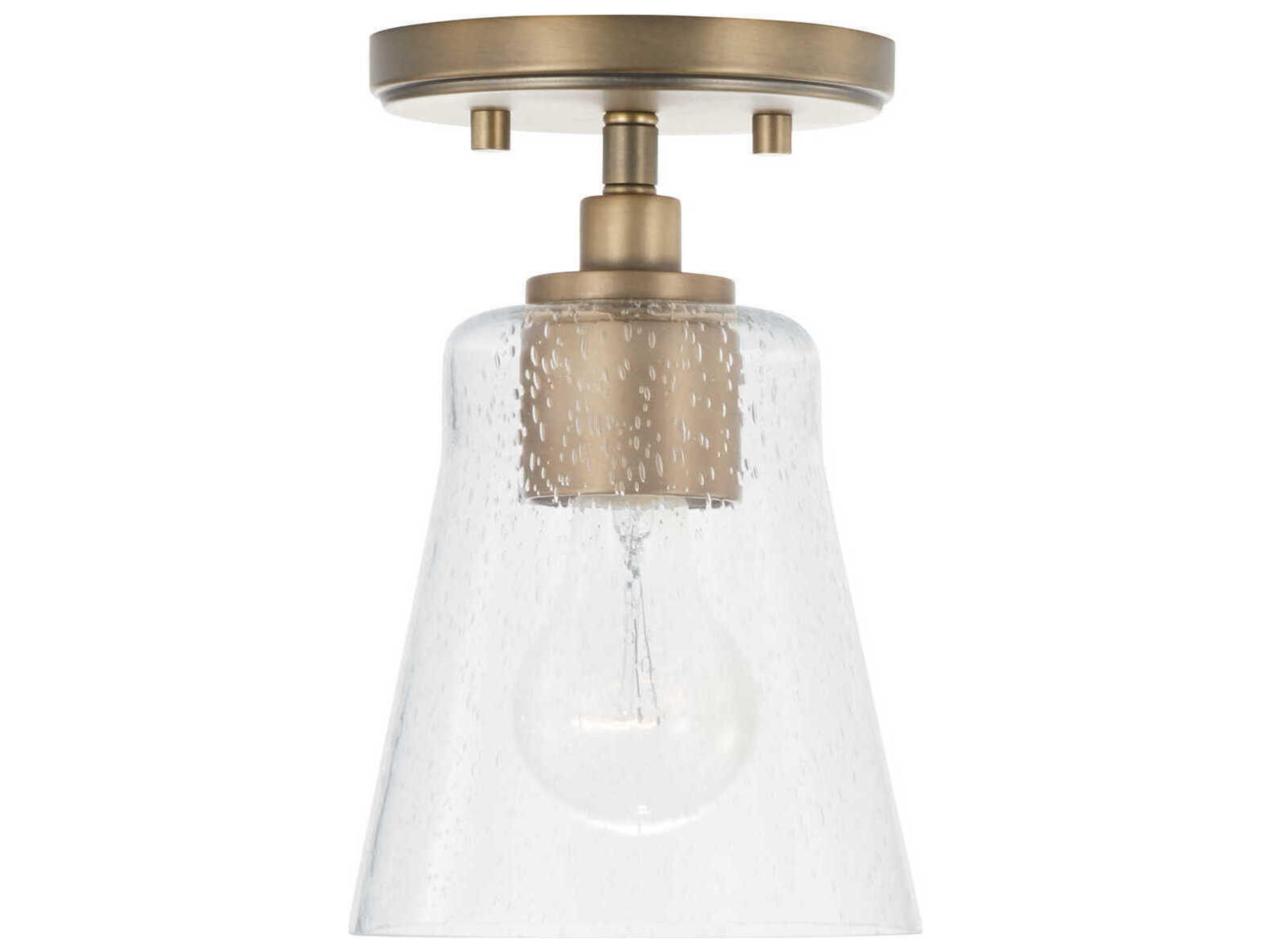 Baker 1-Light Aged Brass Glass Mini Pendant