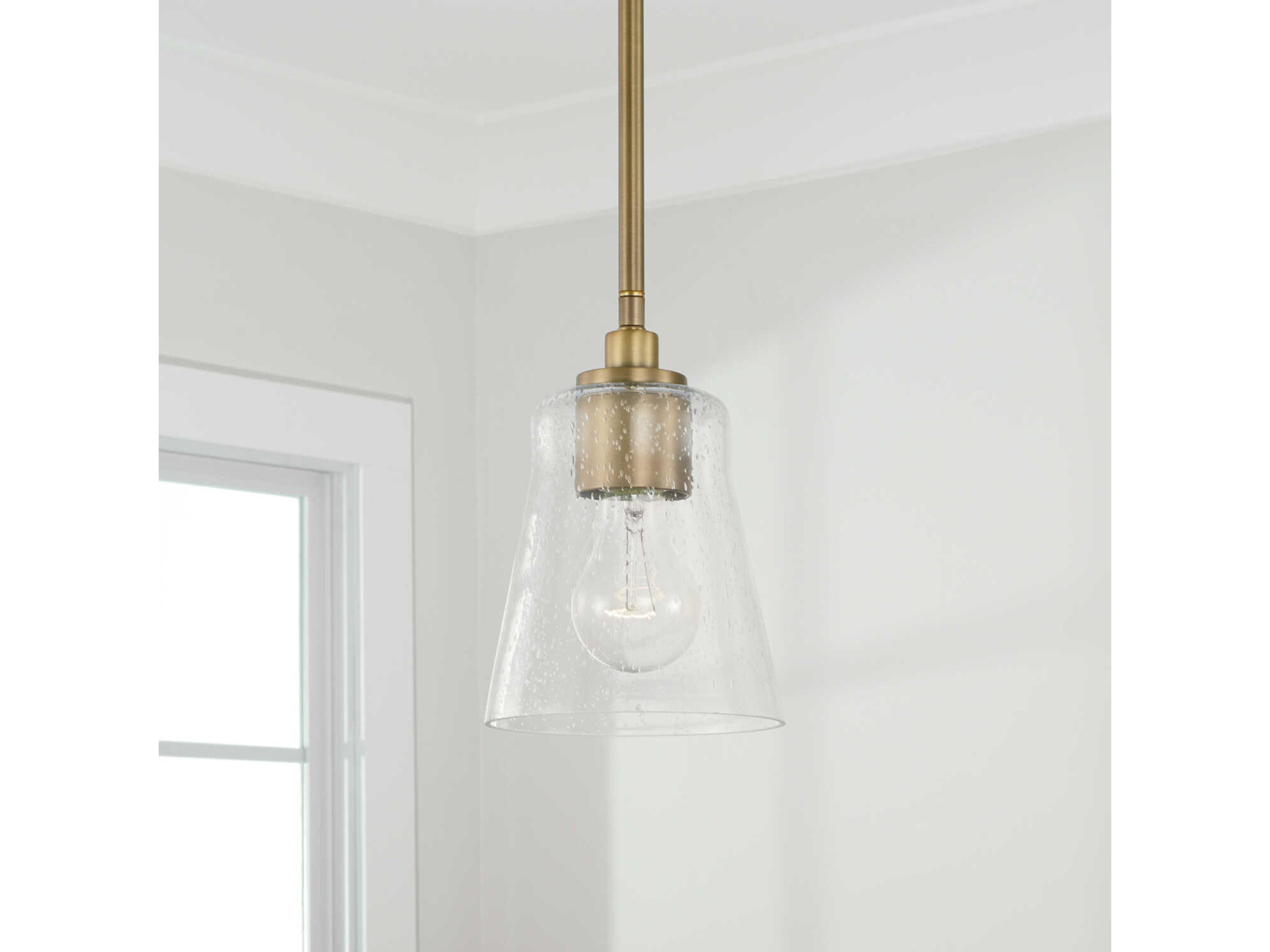 Capital Lighting Baker 1-Light Aged Brass Glass Mini Pendant