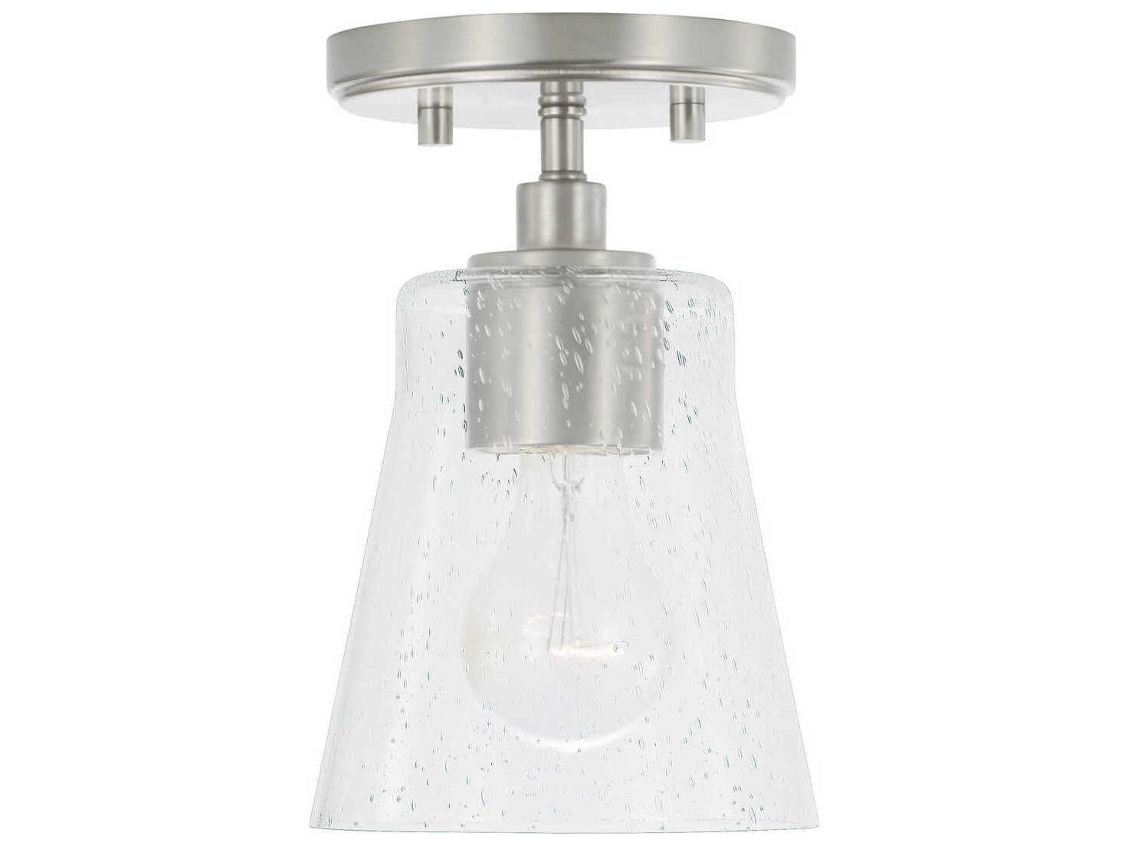 Baker 1-Light Brushed Nickel Glass Mini Pendant