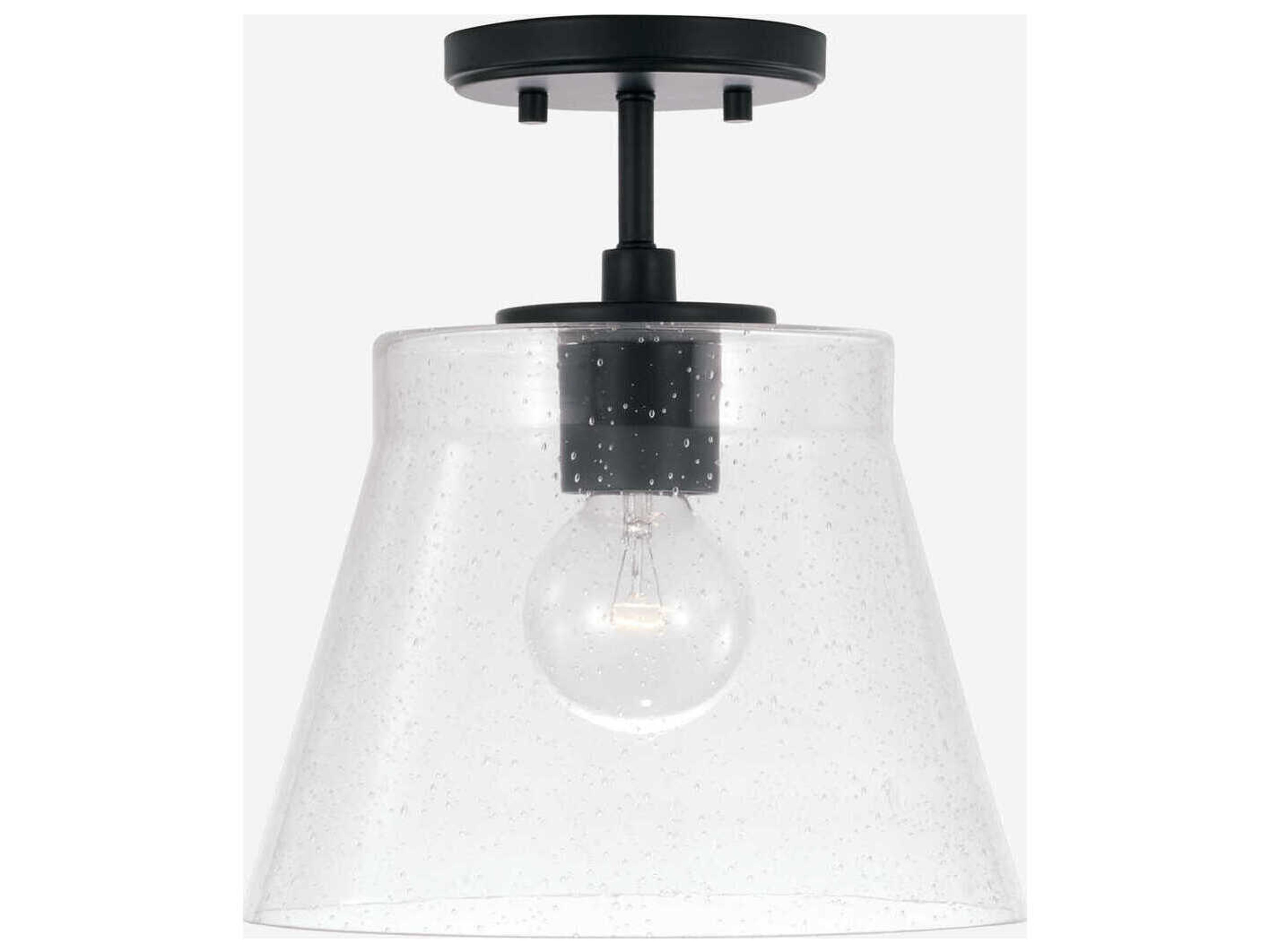Baker 1-Light Matte Black Glass Empire Mini Pendant