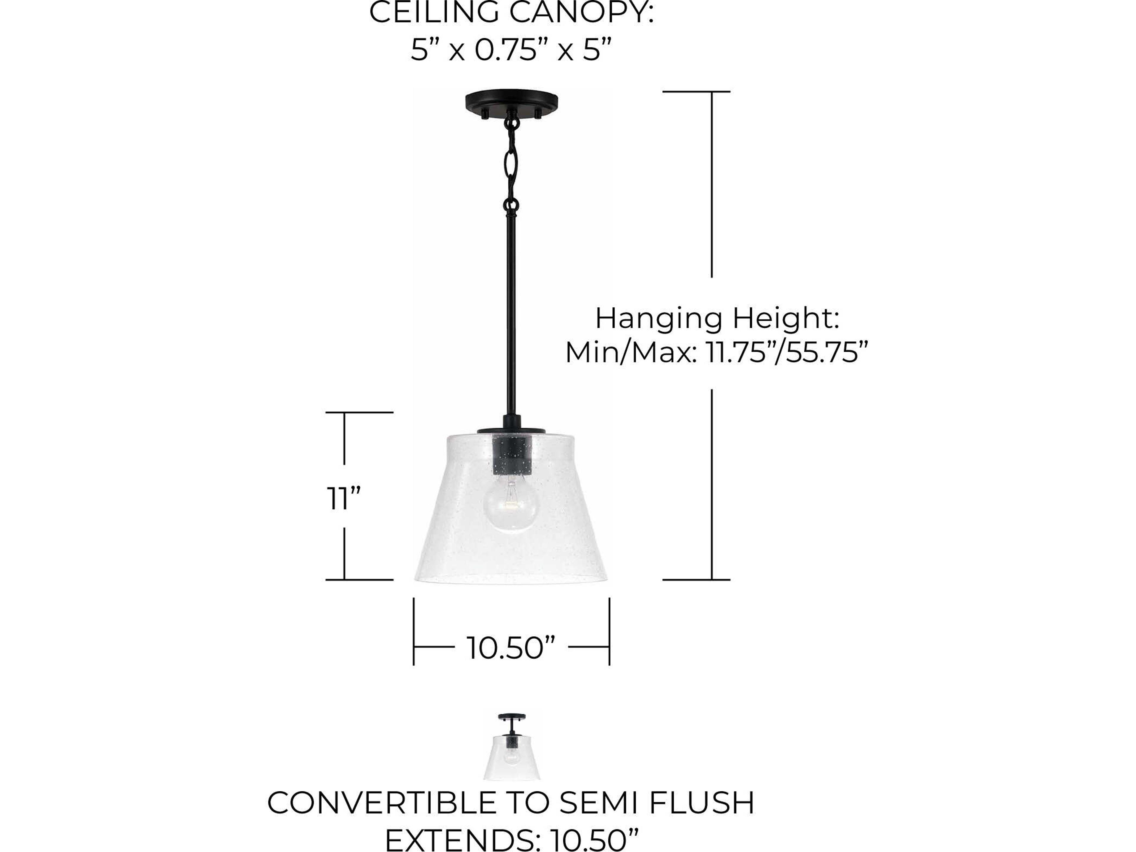 Capital Lighting Baker 1-Light Matte Black Glass Empire Mini Pendant