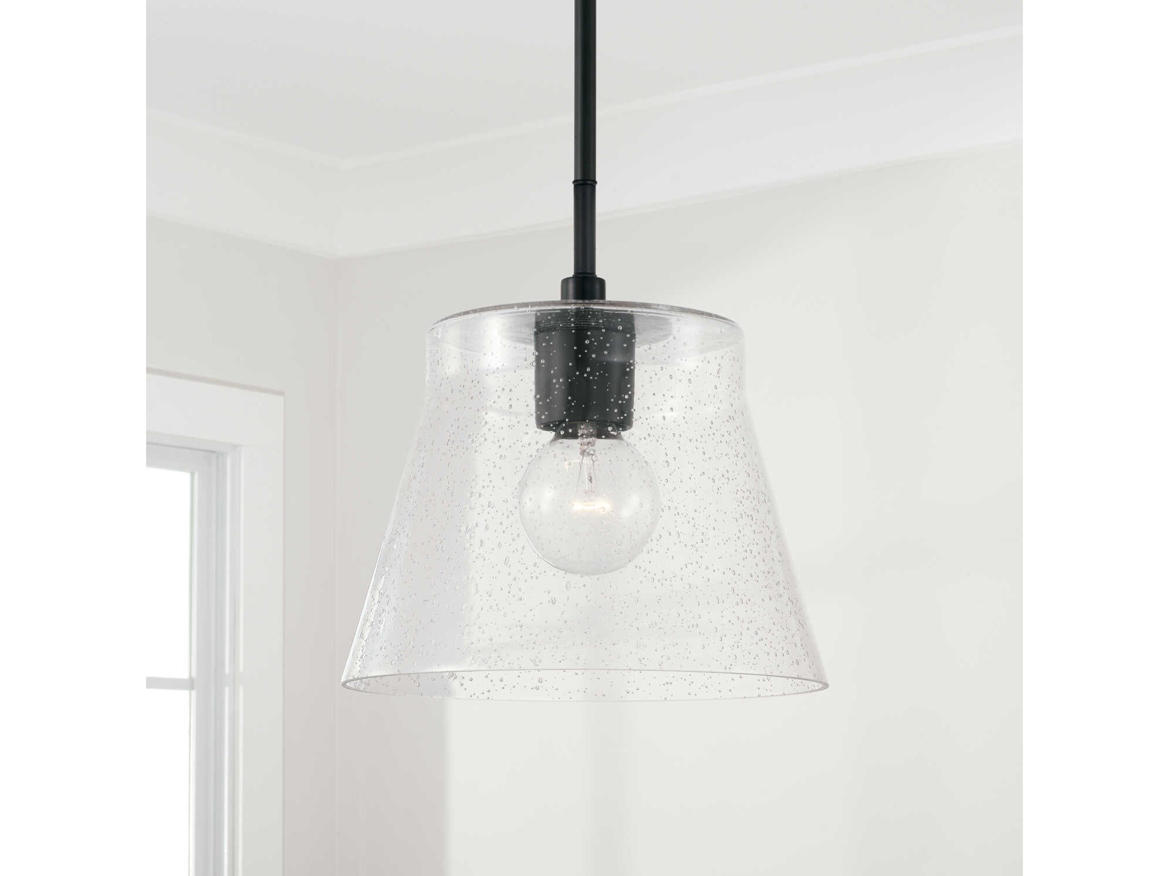 Capital Lighting Baker 1-Light Matte Black Glass Empire Mini Pendant