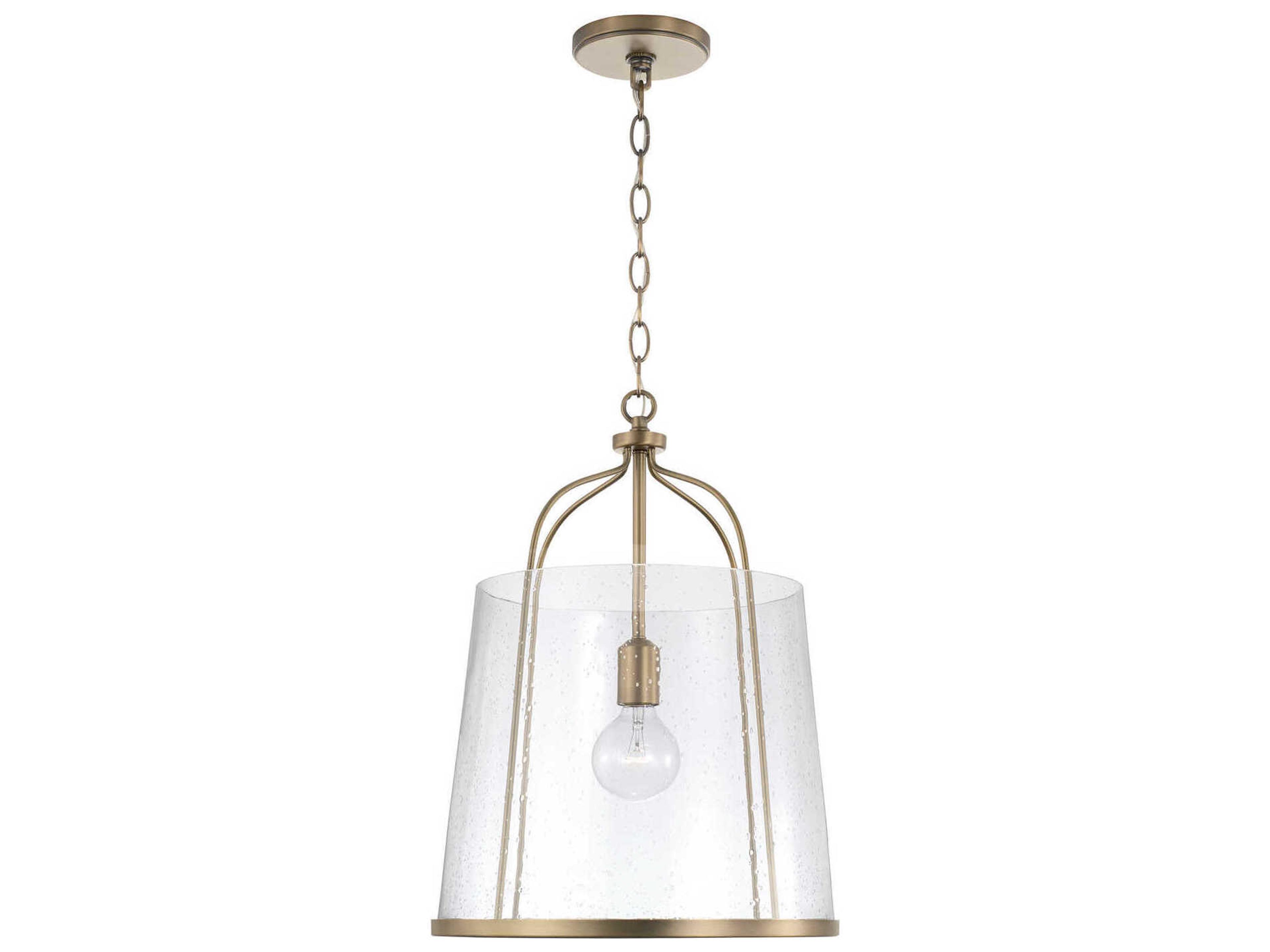 Madison 1-Light Aged Brass Glass Empire Pendant