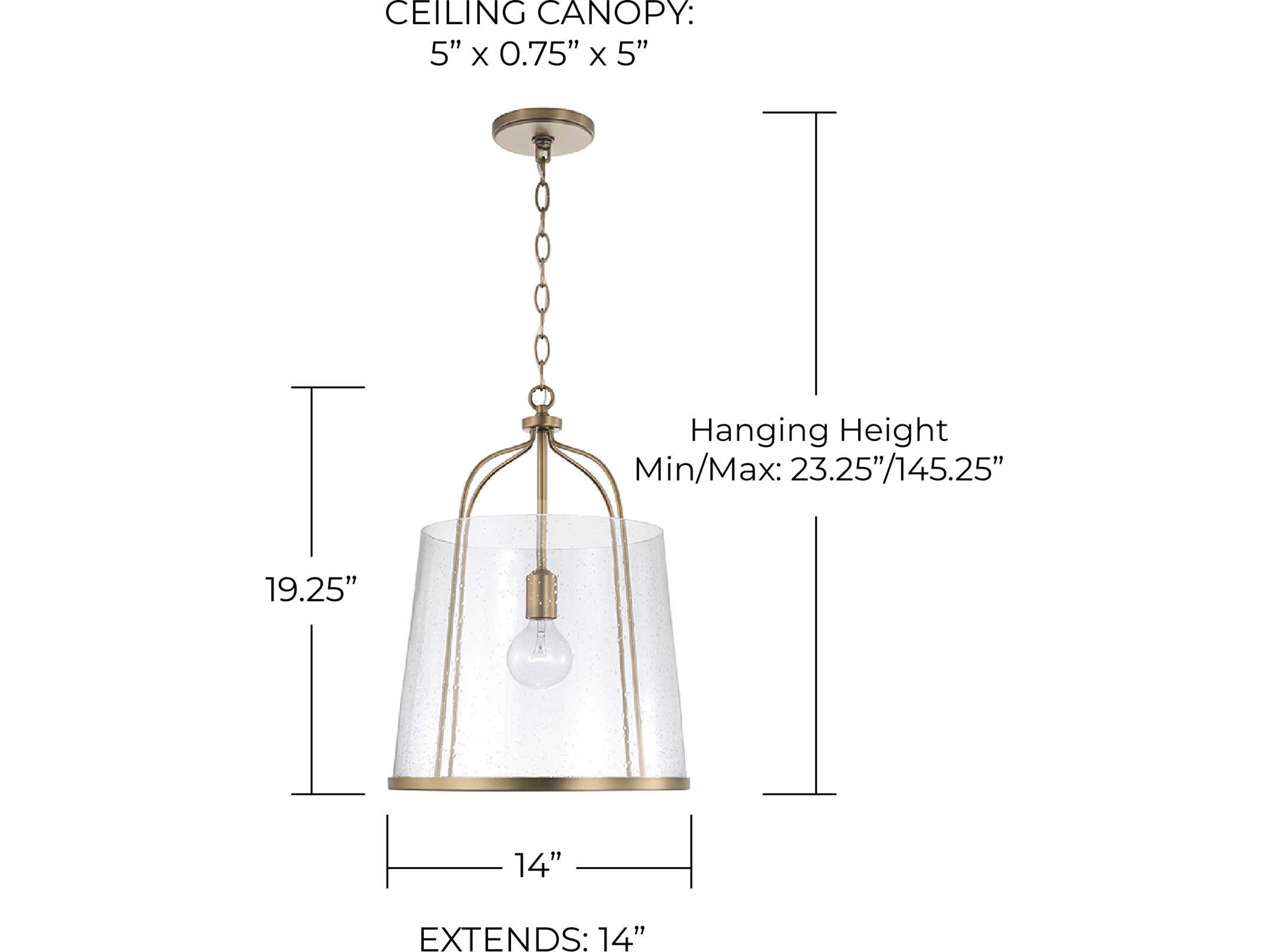 Capital Lighting Madison 1-Light Aged Brass Glass Empire Pendant