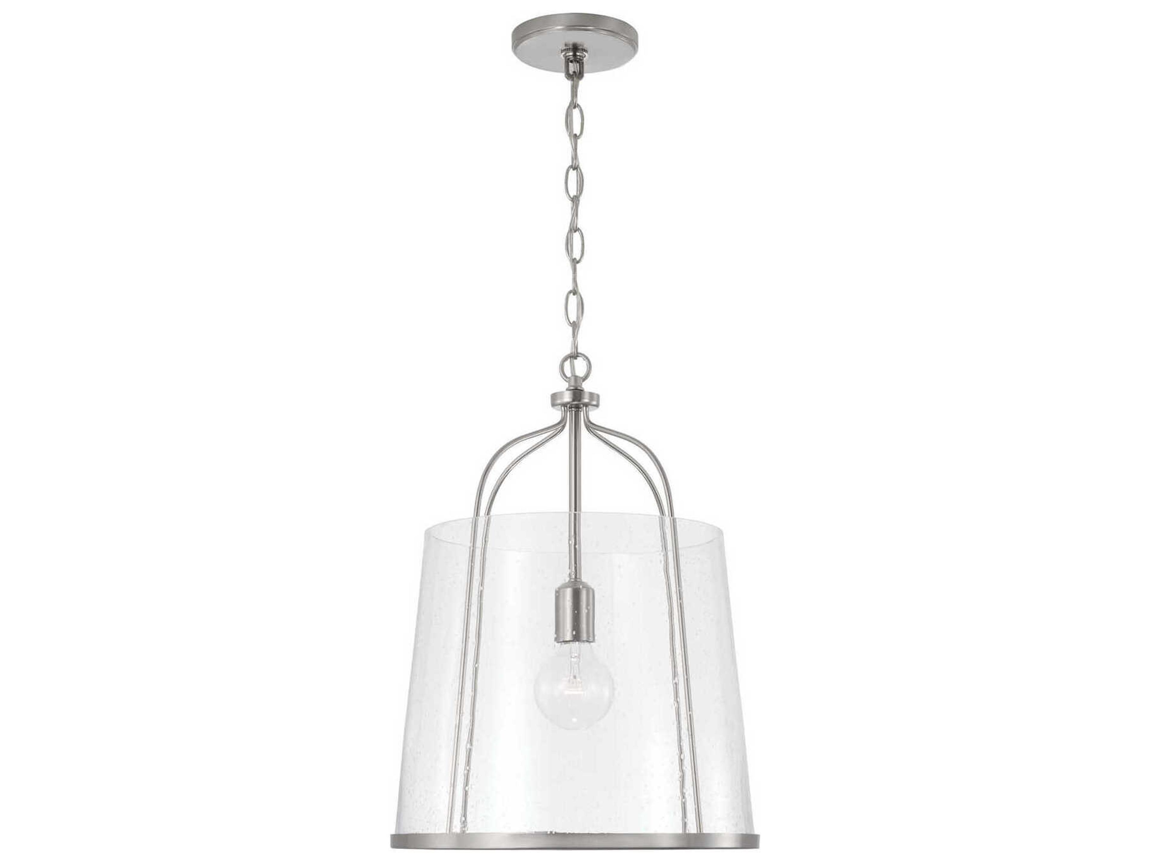Madison 1-Light Brushed Nickel Glass Empire Pendant