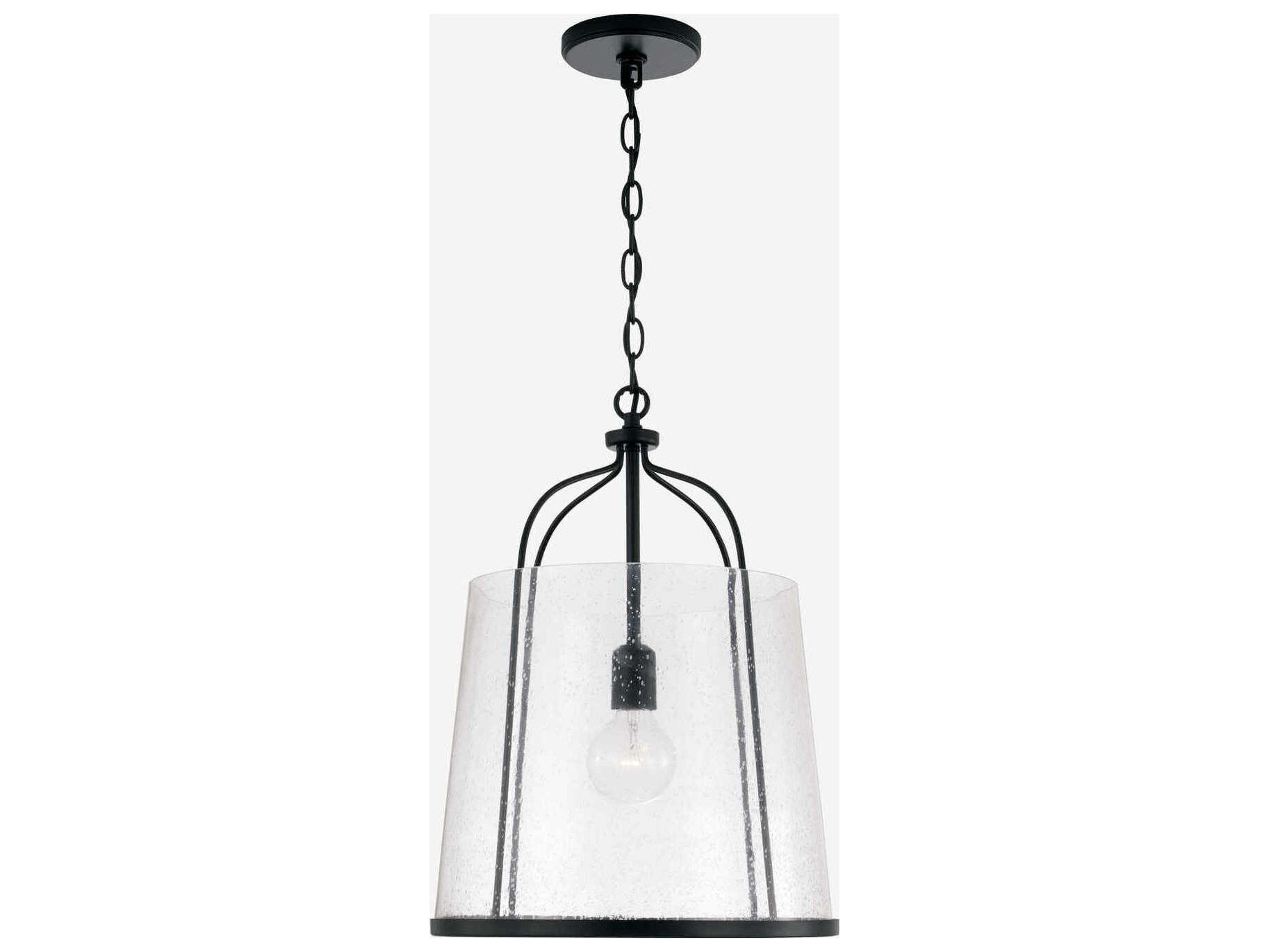 Madison 1-Light Matte Black Glass Empire Pendant
